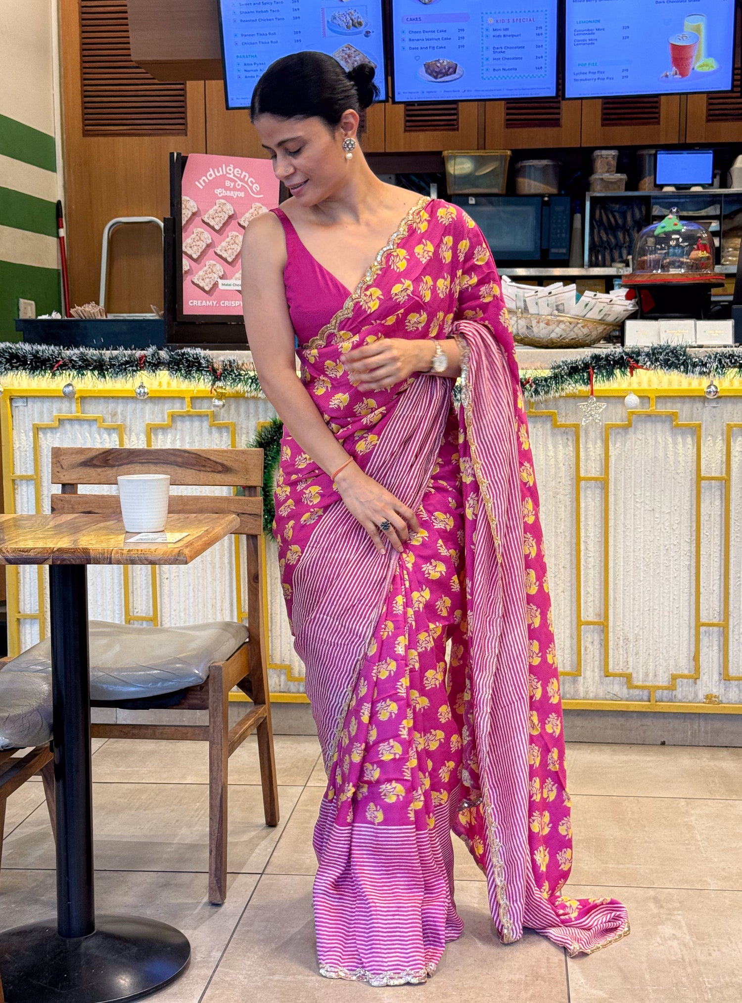 Handloom Hand Block Printed & Hand Embroidered Mulberry Silk Saree