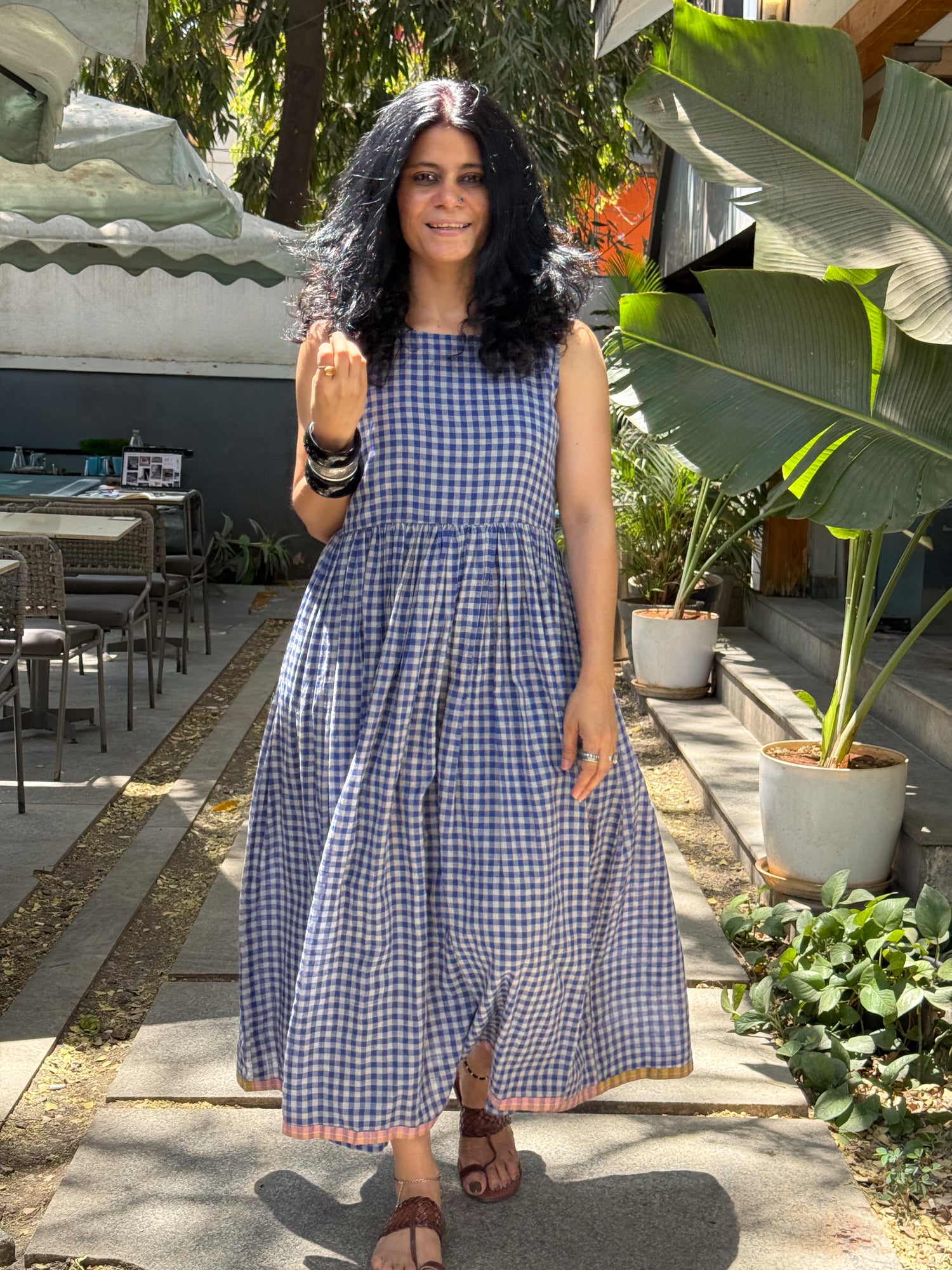 Handwoven Muslin Cotton  Long Dress With Kali