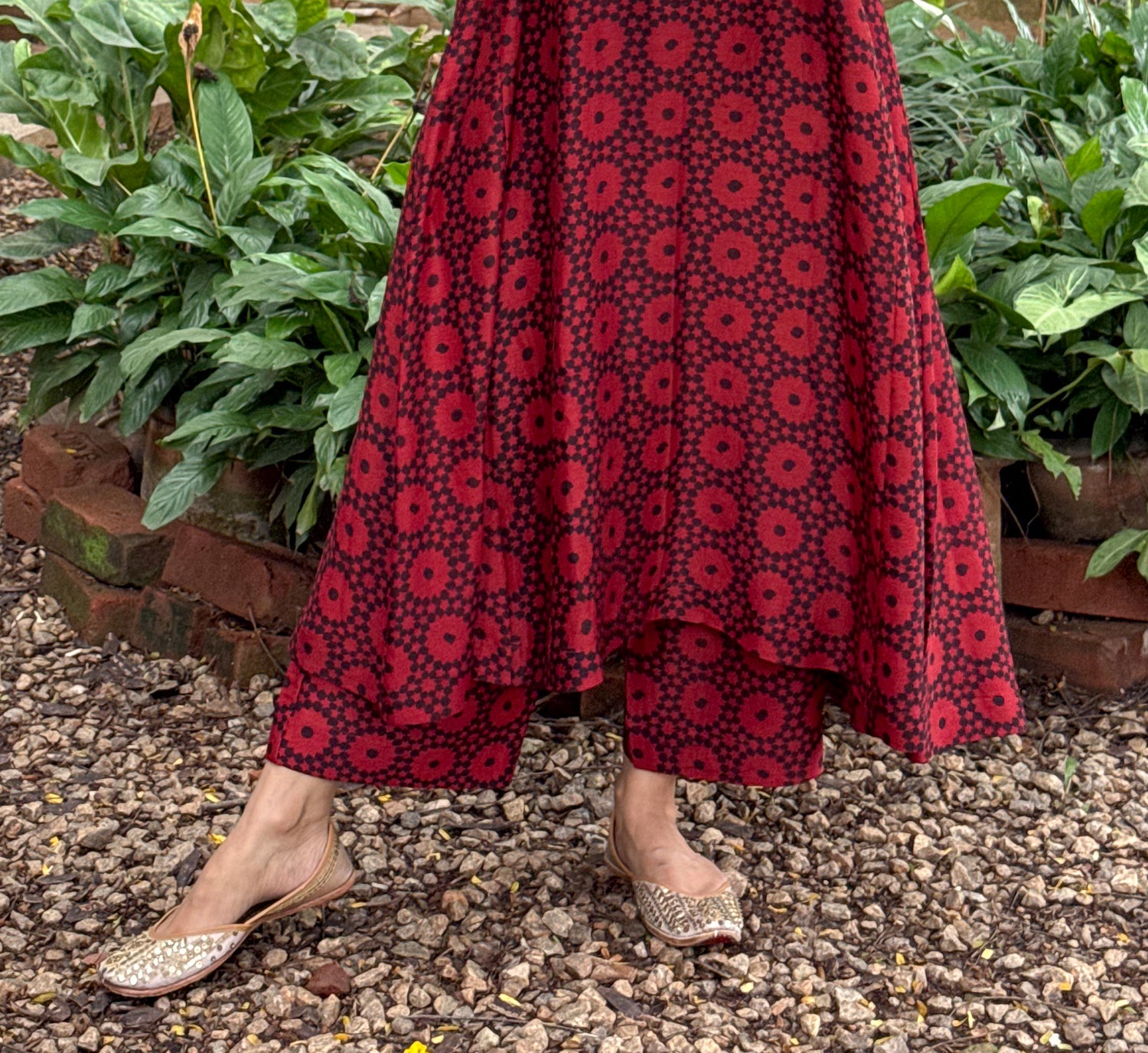 Handblock Printed Natural Dyed Ajrakh Chanderi Silk Pant