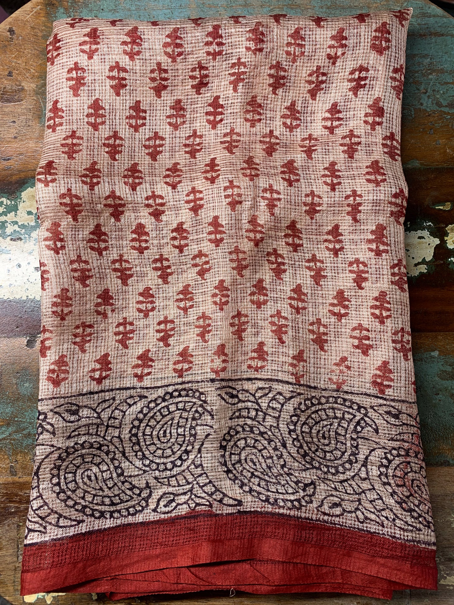 Handloom Kota Silk with Handblock Bagh Printed.
