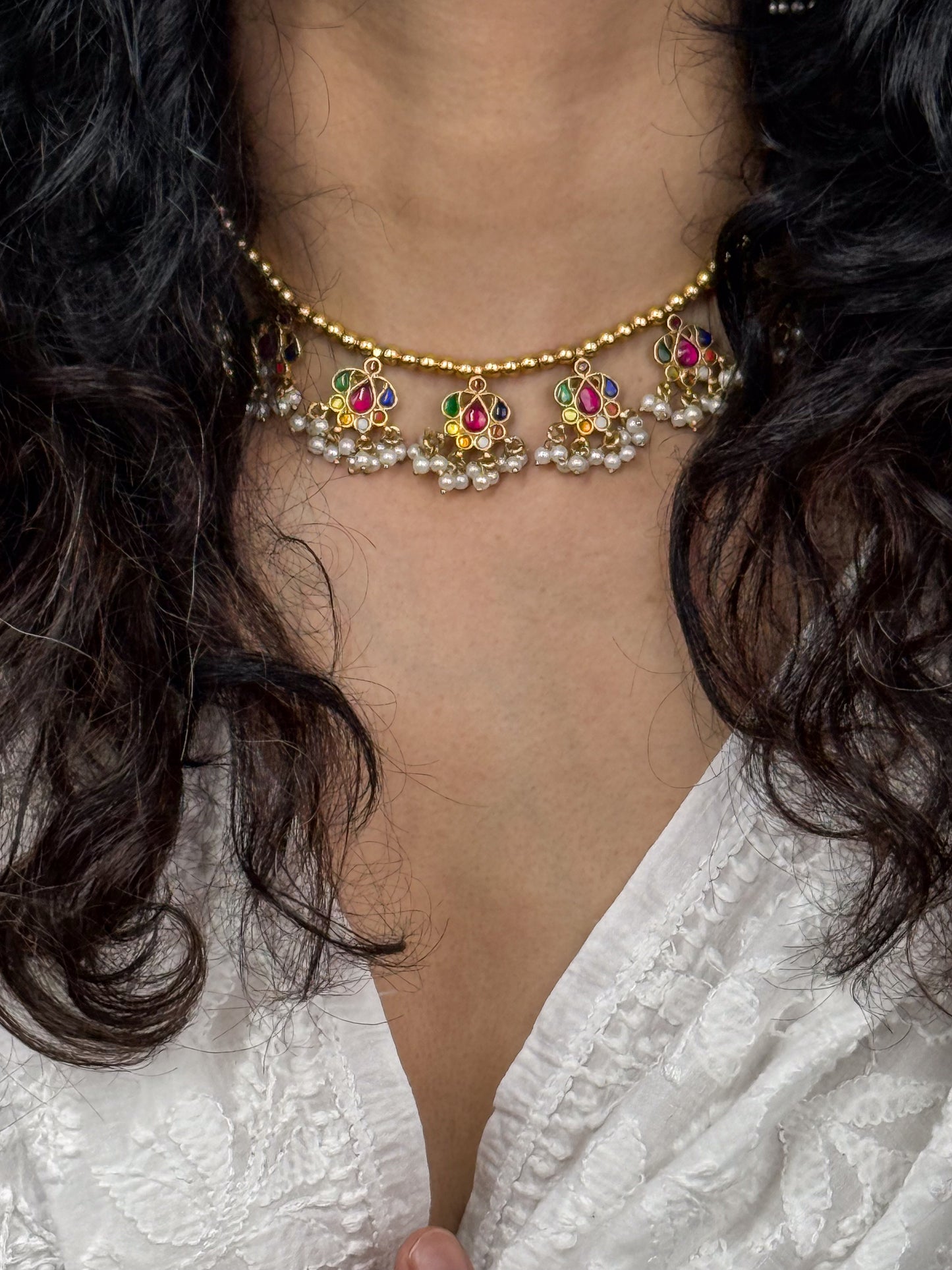 Handmade Silver Neck Piece With Gold Plated