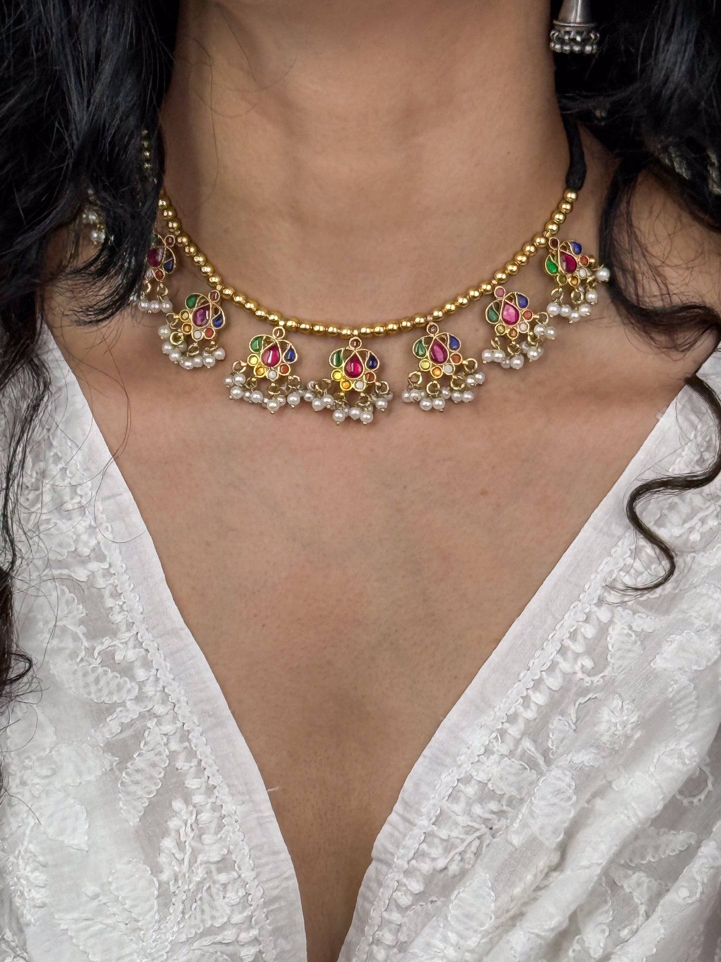 Handmade Silver Neck Piece With Gold Plated