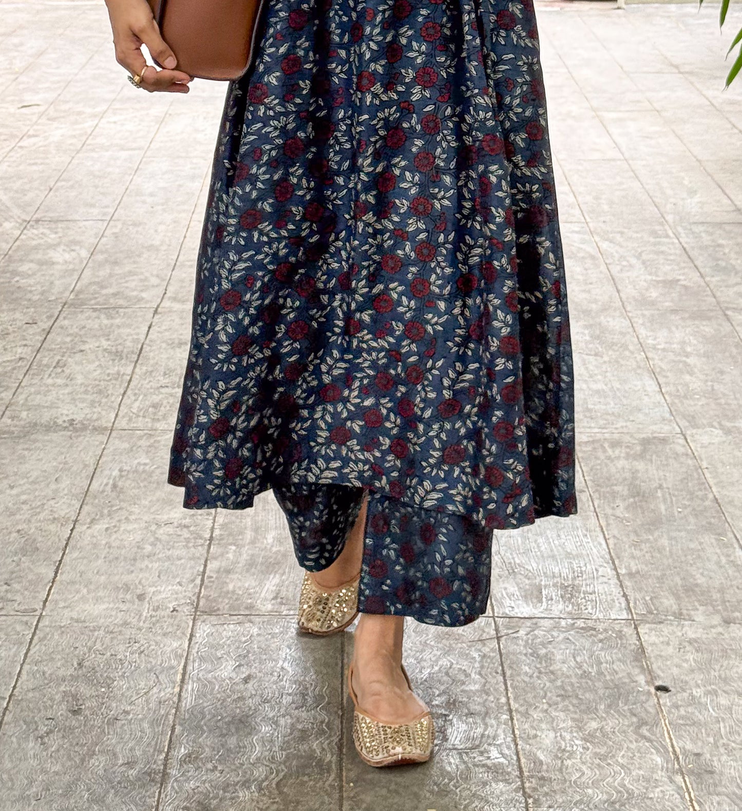 Handblock Printed Natural Dyed Ajrakh Chanderi Silk Pant