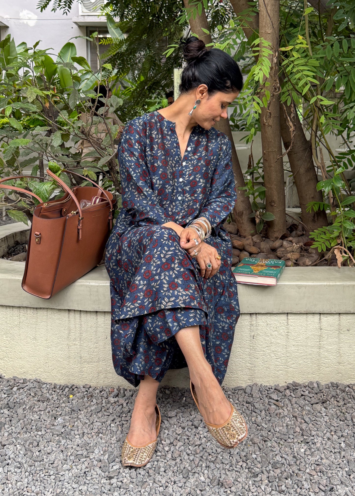 Handblock Printed Natural Dyed Ajrakh Chanderi Silk Pant