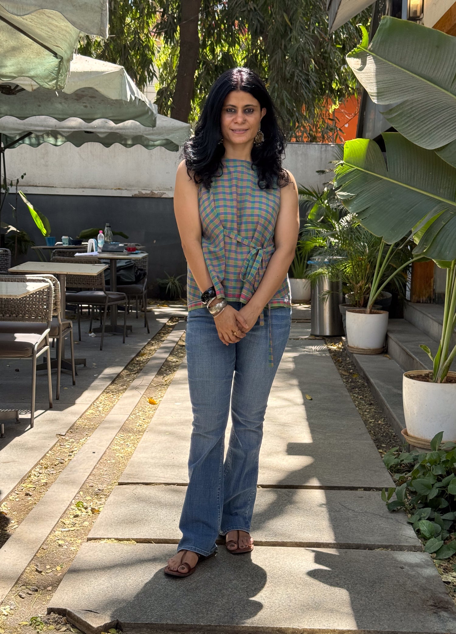 Handwoven Muslin Cotton Checks Top