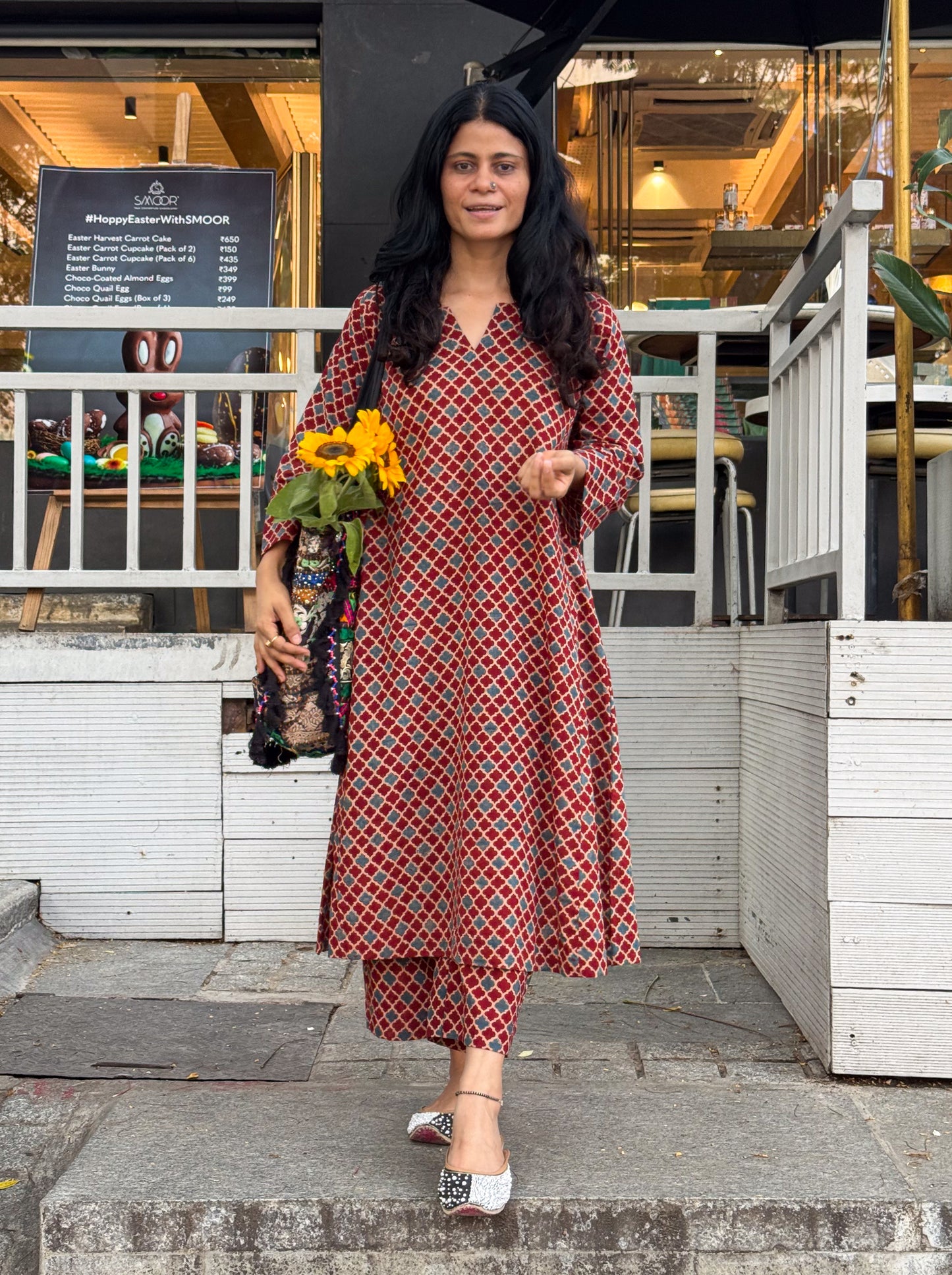 Cotton Handblock Printed Natural Dyed Ajrakh Kurta