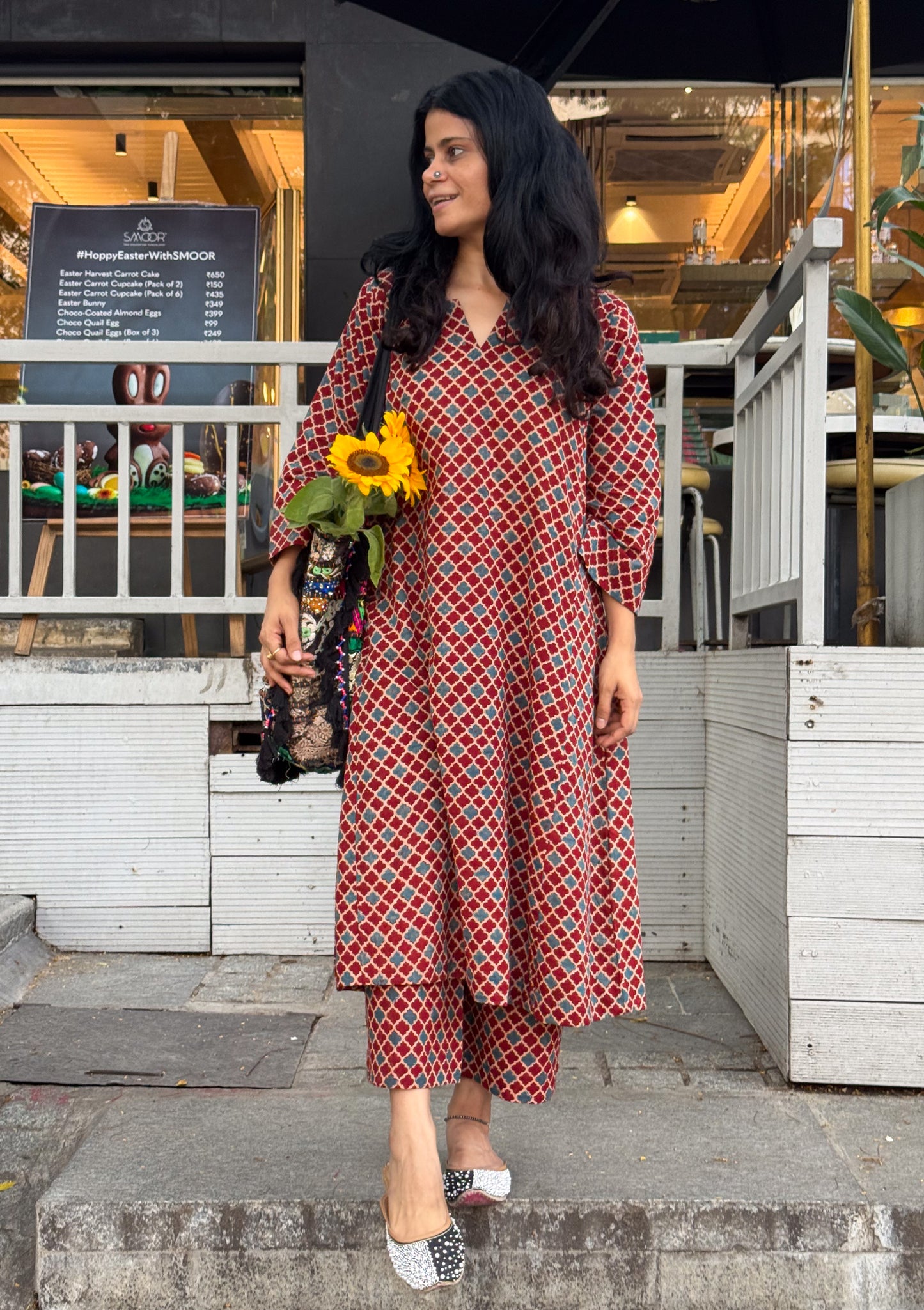Cotton Handblock Printed Natural Dyed Ajrakh Kurta