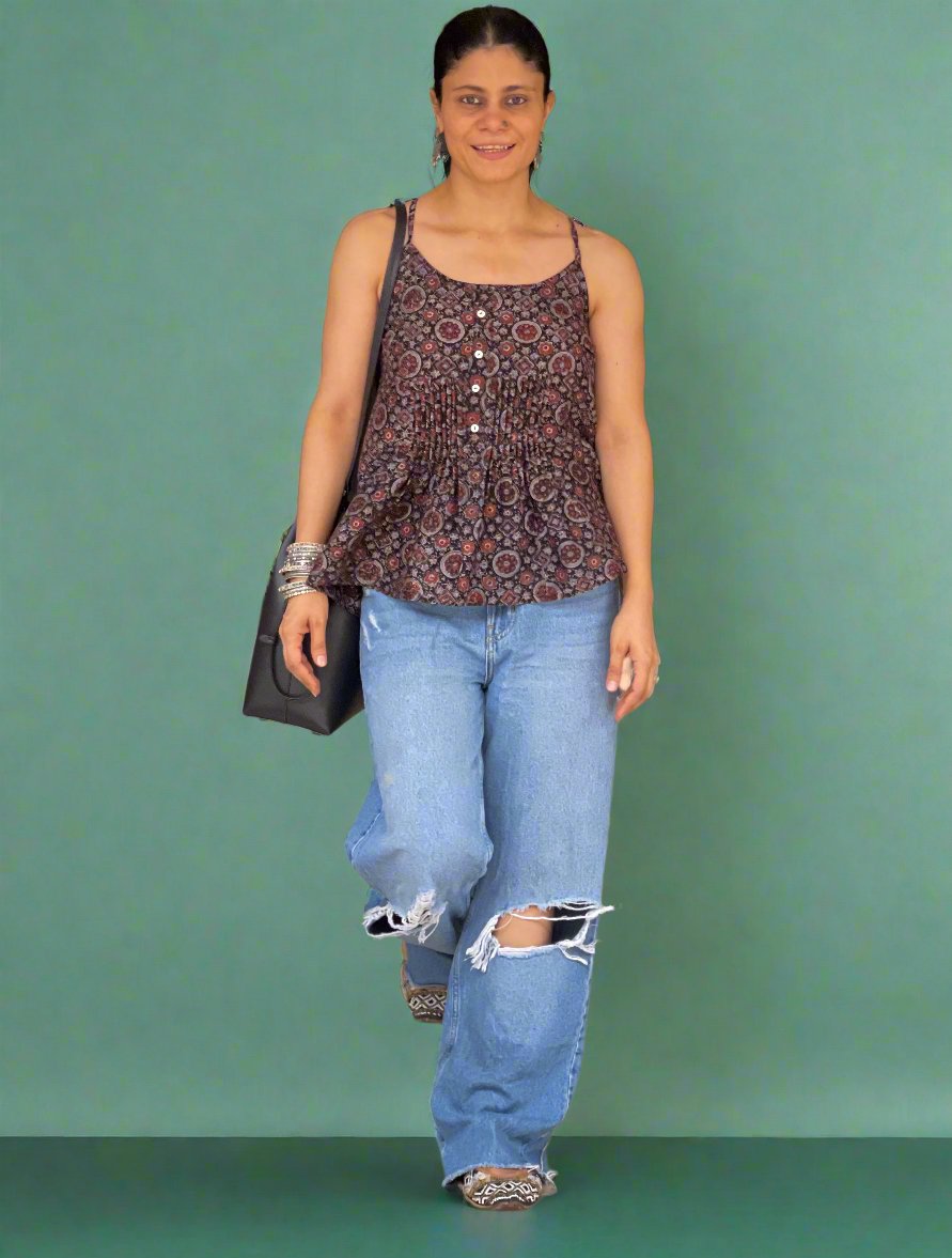 Handblock Printed Ajrakh Top