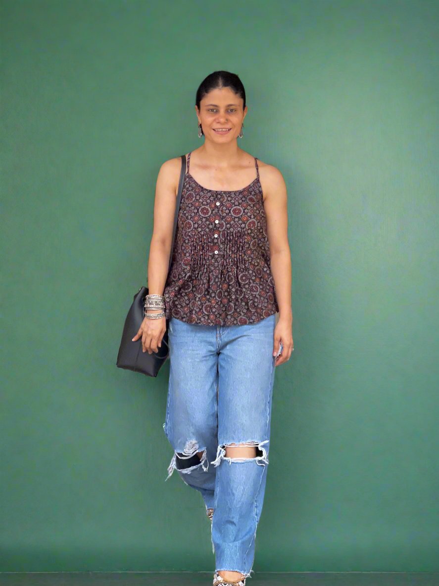 Handblock Printed Ajrakh Top