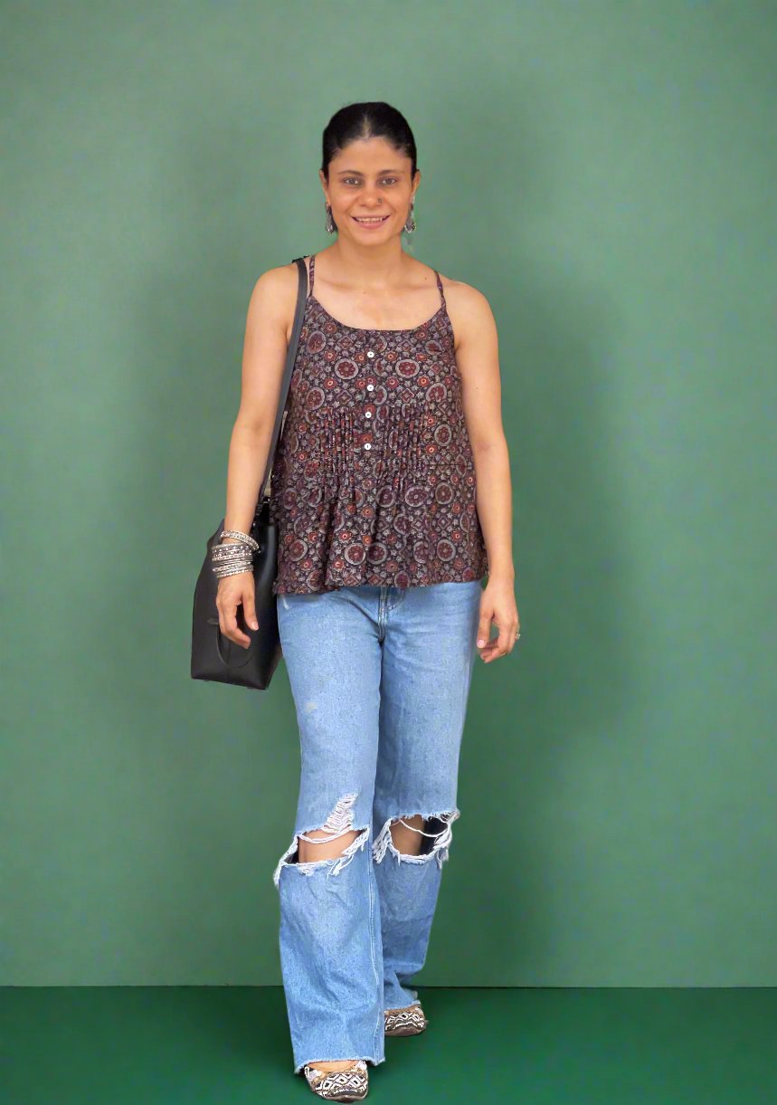 Handblock Printed Ajrakh Top