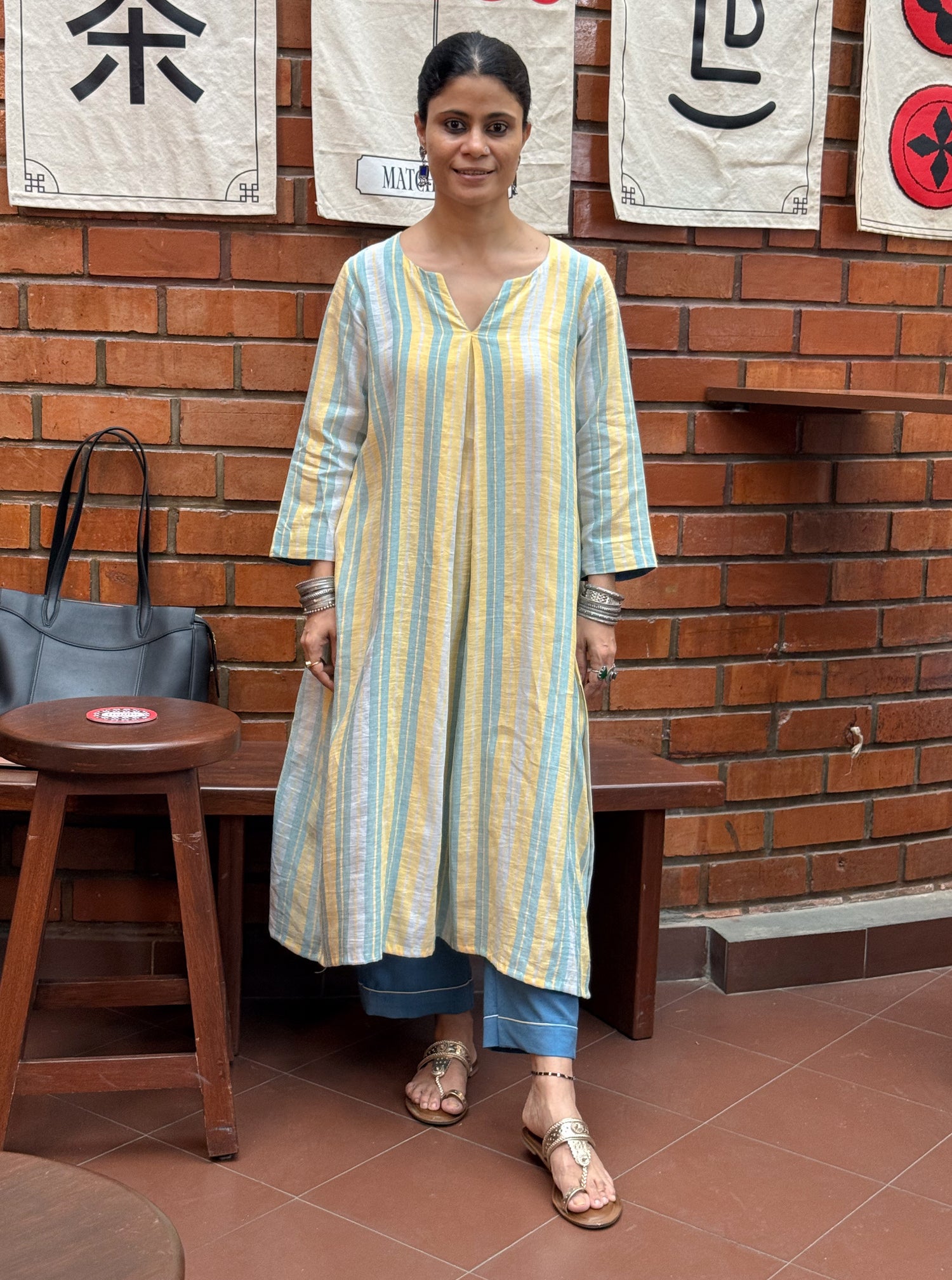 Handloom Linen By Linen Co-ord set with Handloom Cotton Patchwork