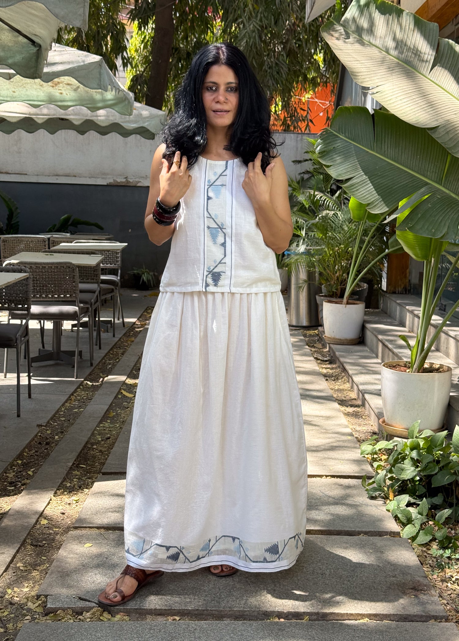 Handwoven Jamdani Muslin Cotton Skirt & Top