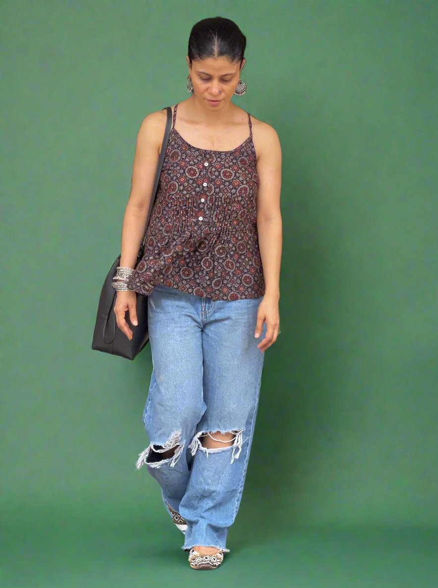 Handblock Printed Ajrakh Top