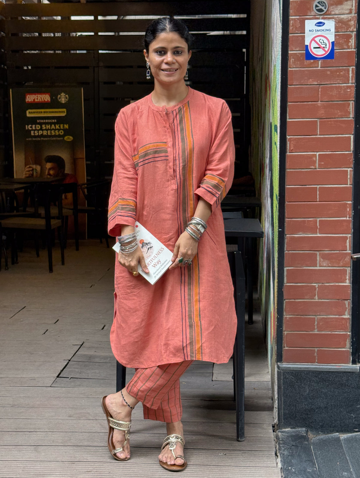 Handloom Linen By Linen Kurta with Handblock Print Detailing