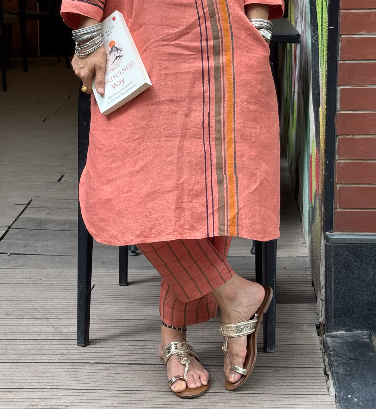 Handloom Linen By Linen Pant with Handblock Print Detailing