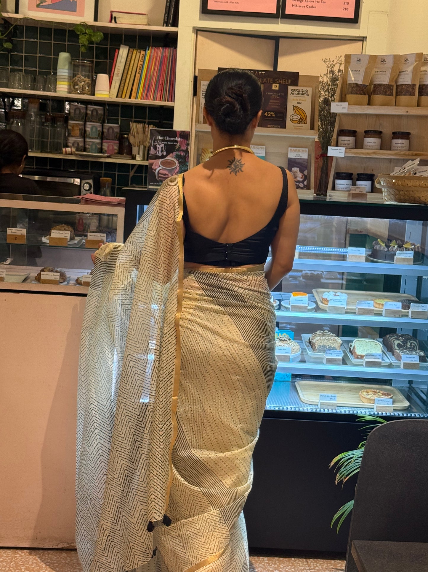 Handblock Printed Kota Silk Saree With Zari Border