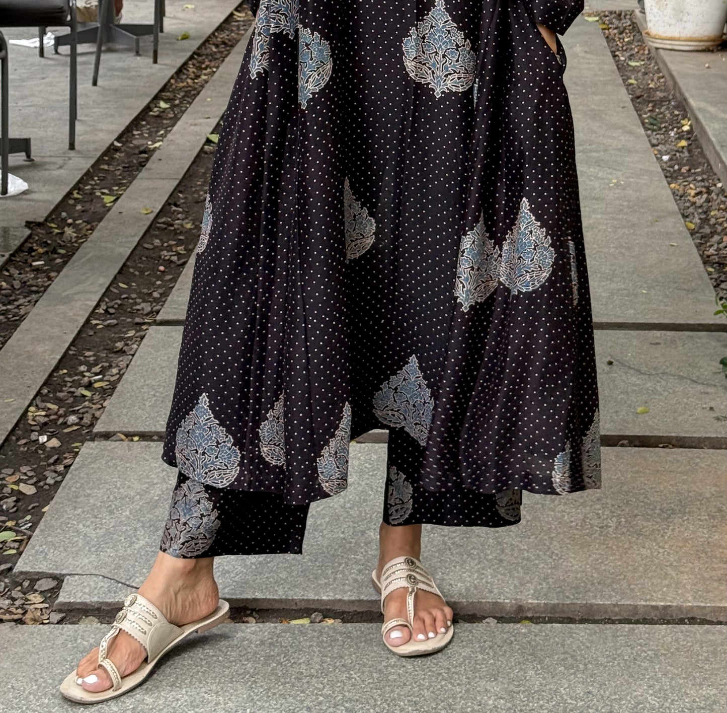 Handblock Printed Natural Dyed Ajrakh Chanderi Silk Pant