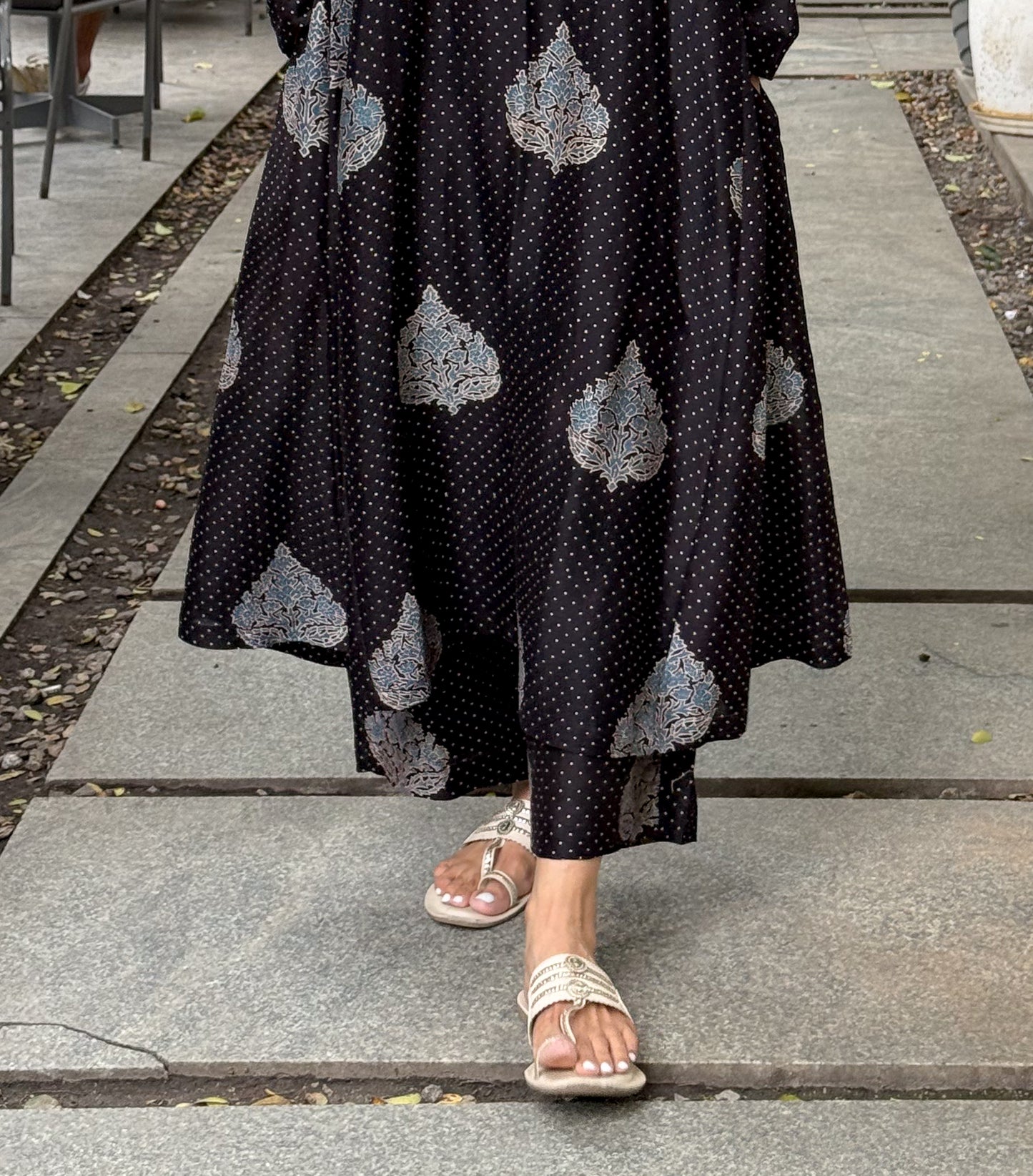 Handblock Printed Natural Dyed Ajrakh Chanderi Silk Pant
