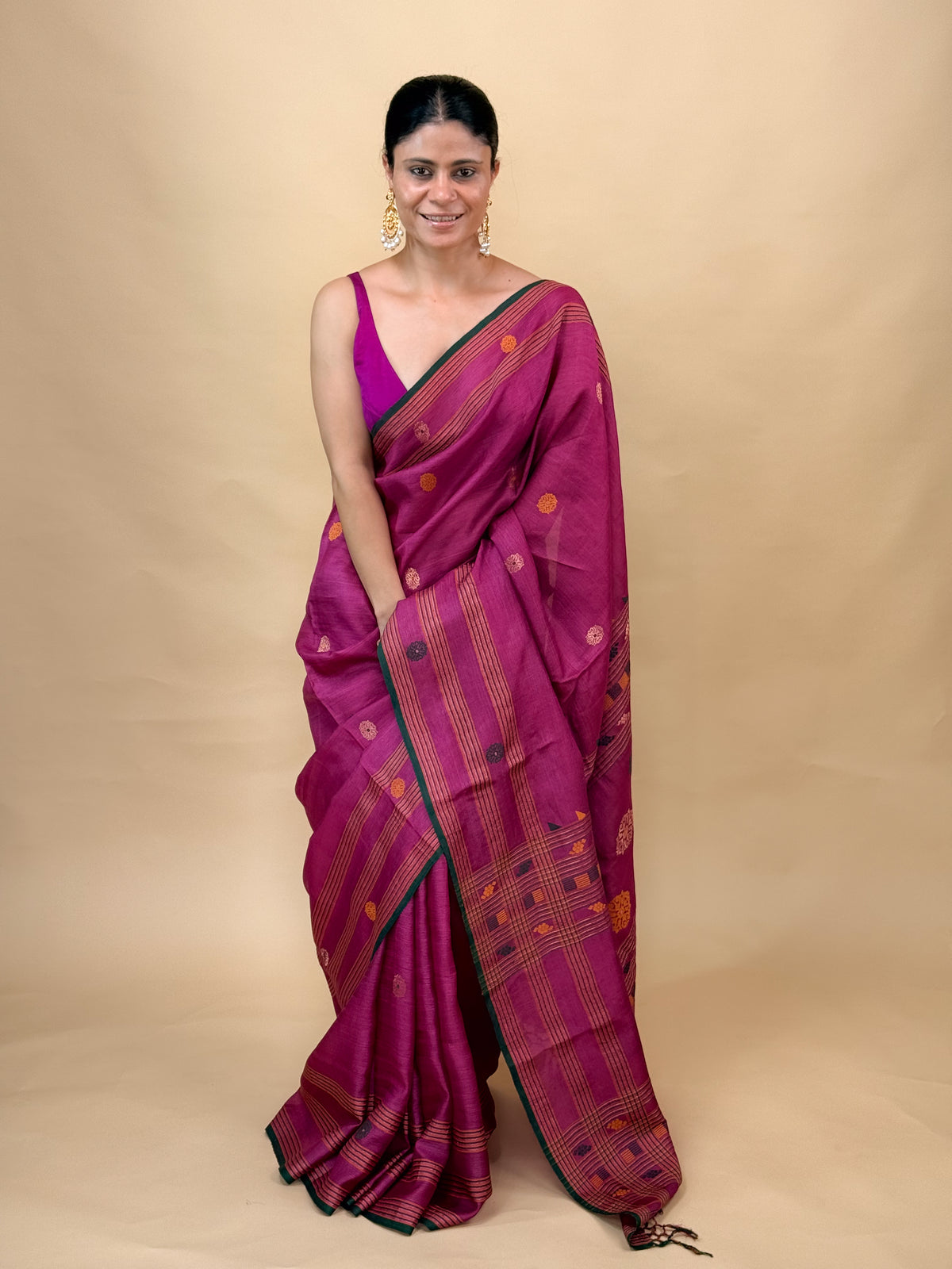 Handwoven Silk Saree with Silk Thread & Zari Motifs