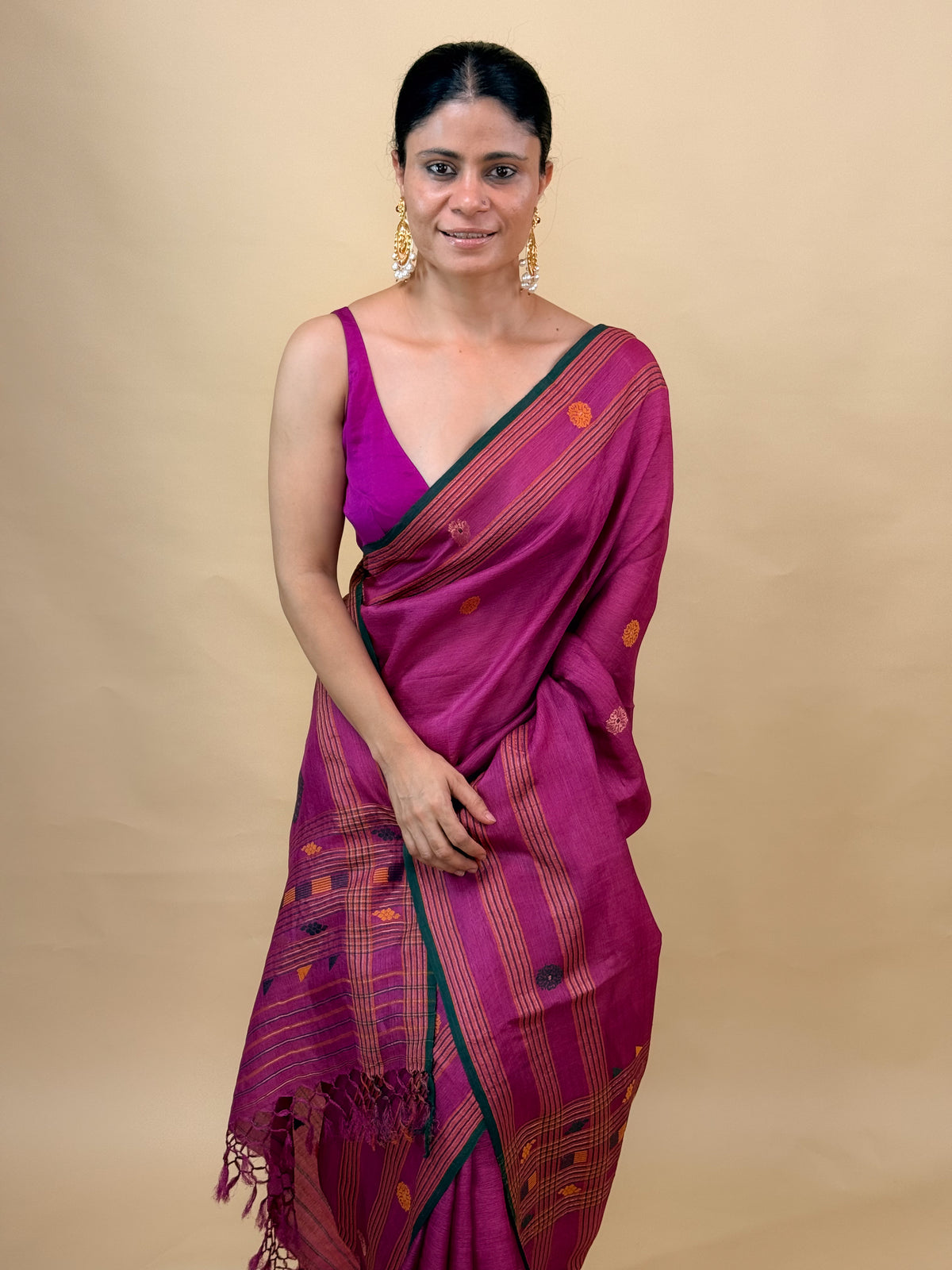 Handwoven Silk Saree with Silk Thread & Zari Motifs