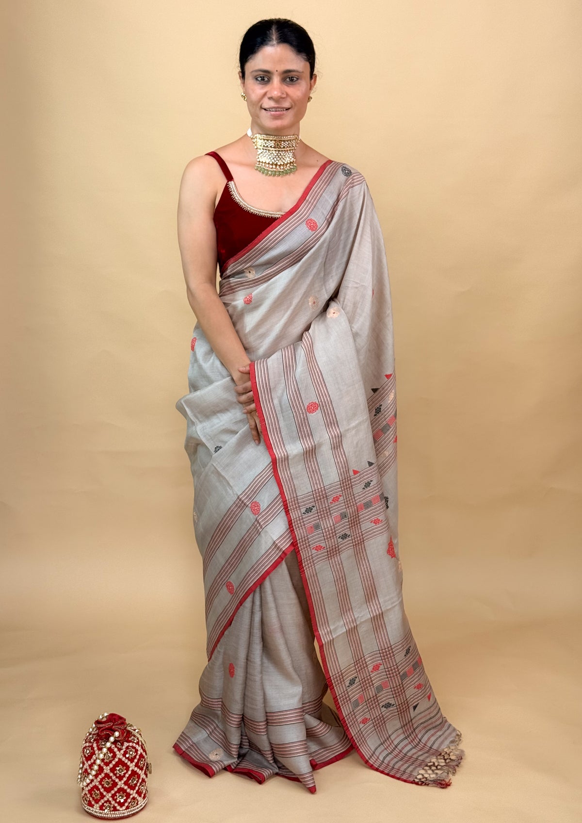 Handwoven Silk Saree with Silk Thread & Zari Motifs
