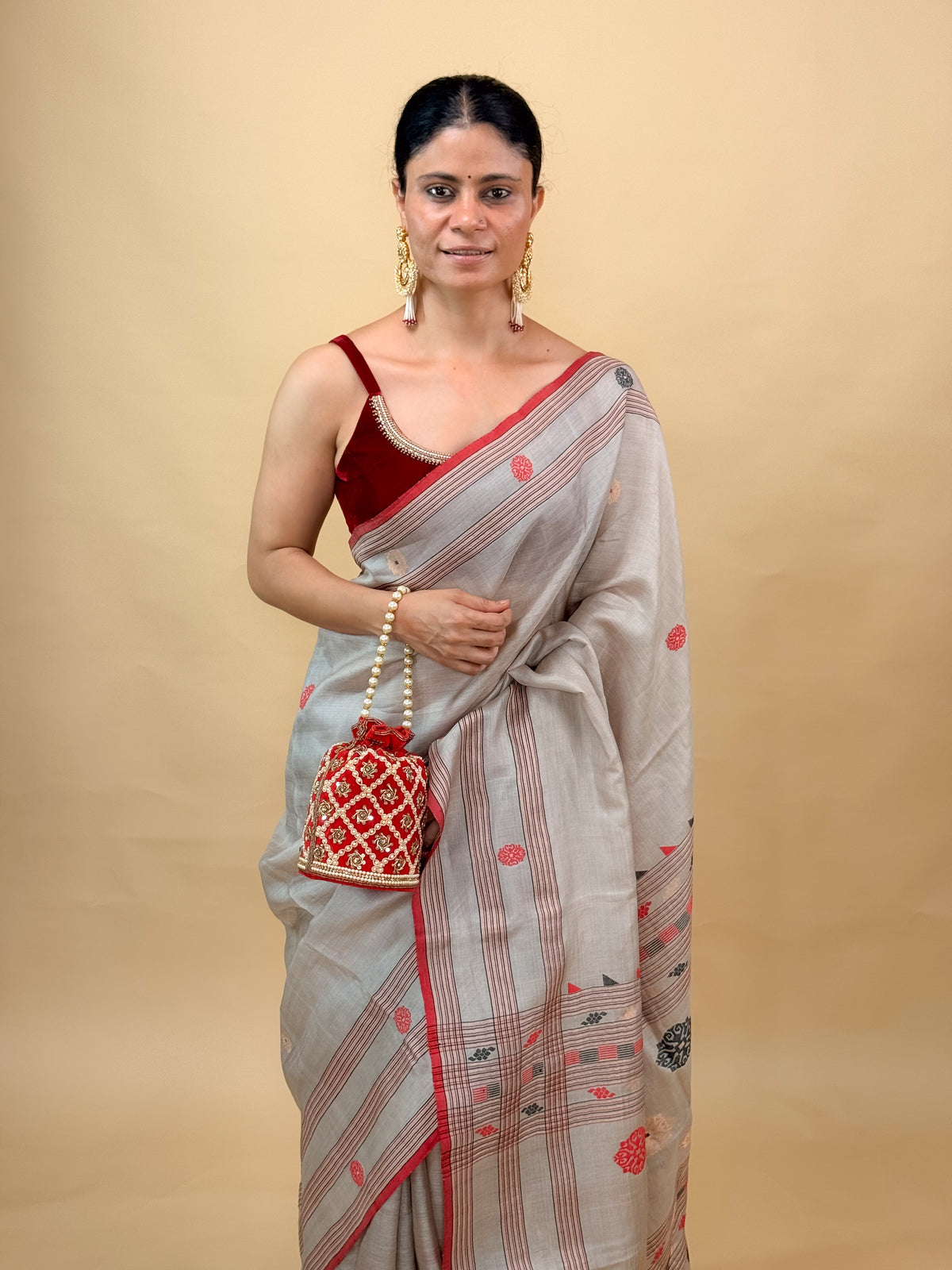 Handwoven Silk Saree with Silk Thread & Zari Motifs