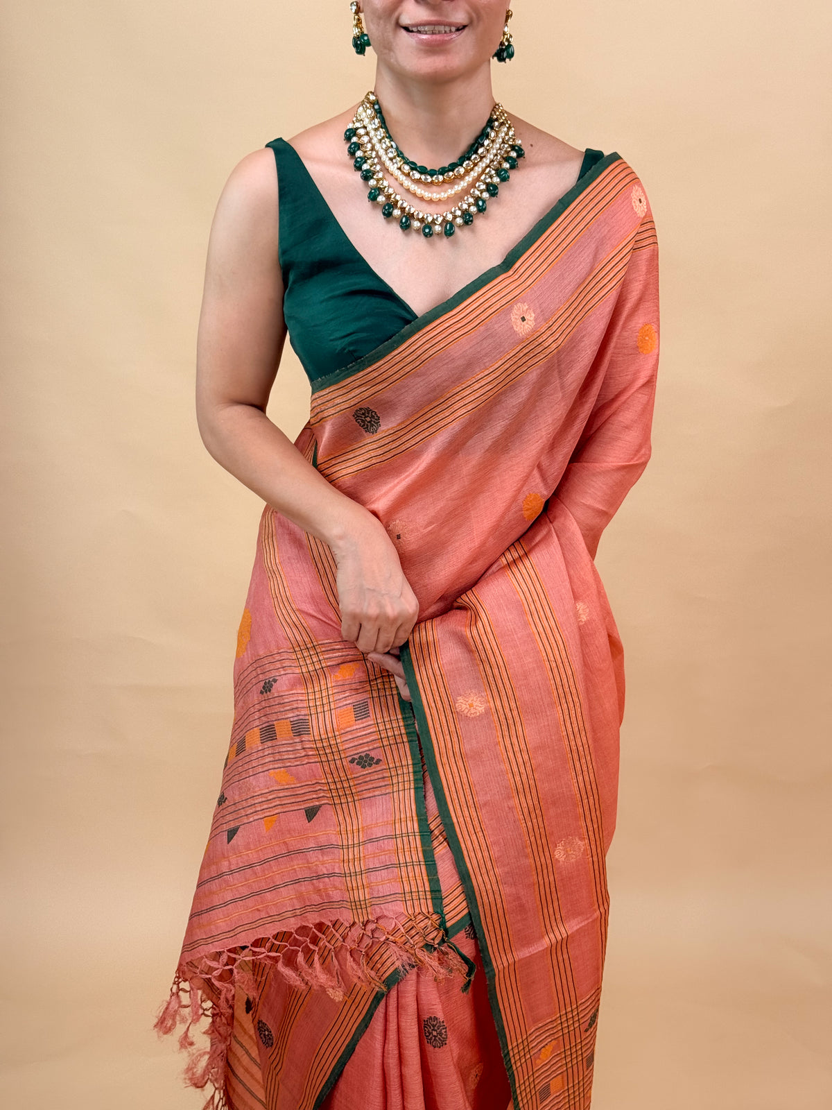 Handwoven Silk Saree with Silk Thread & Zari Motifs