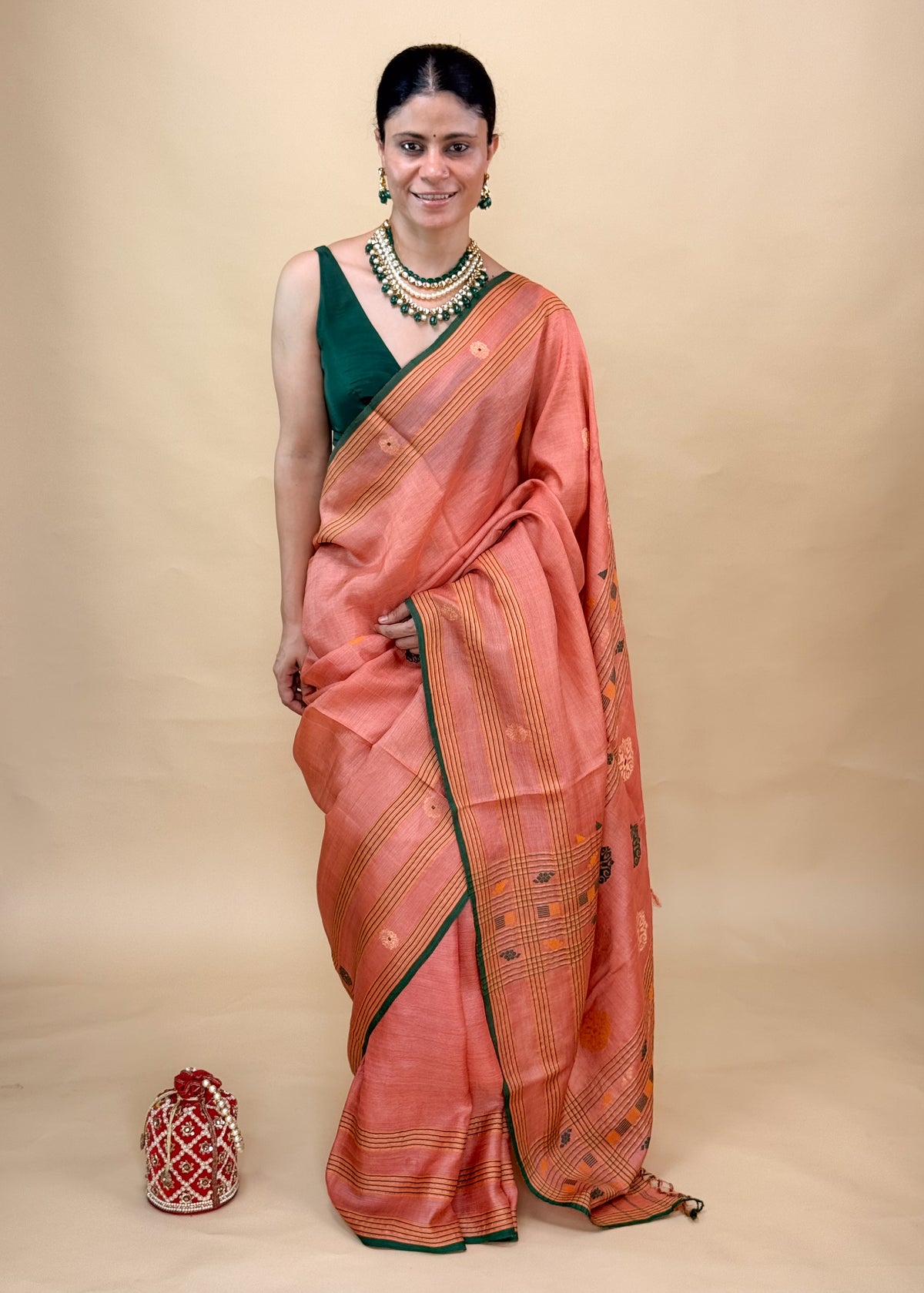 Handwoven Silk Saree with Silk Thread & Zari Motifs