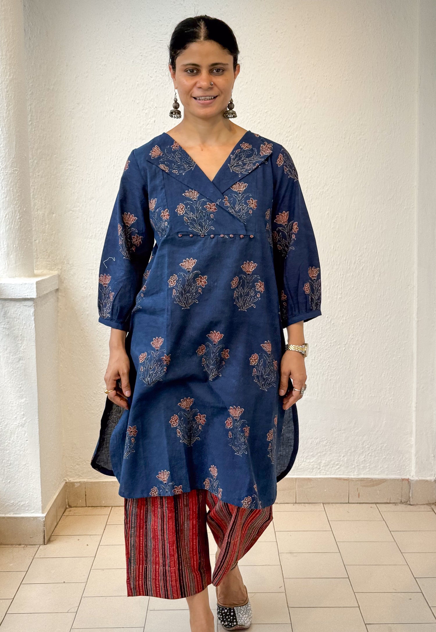 Cotton Handblock Printed Natural Dyed Ajrakh Kurta