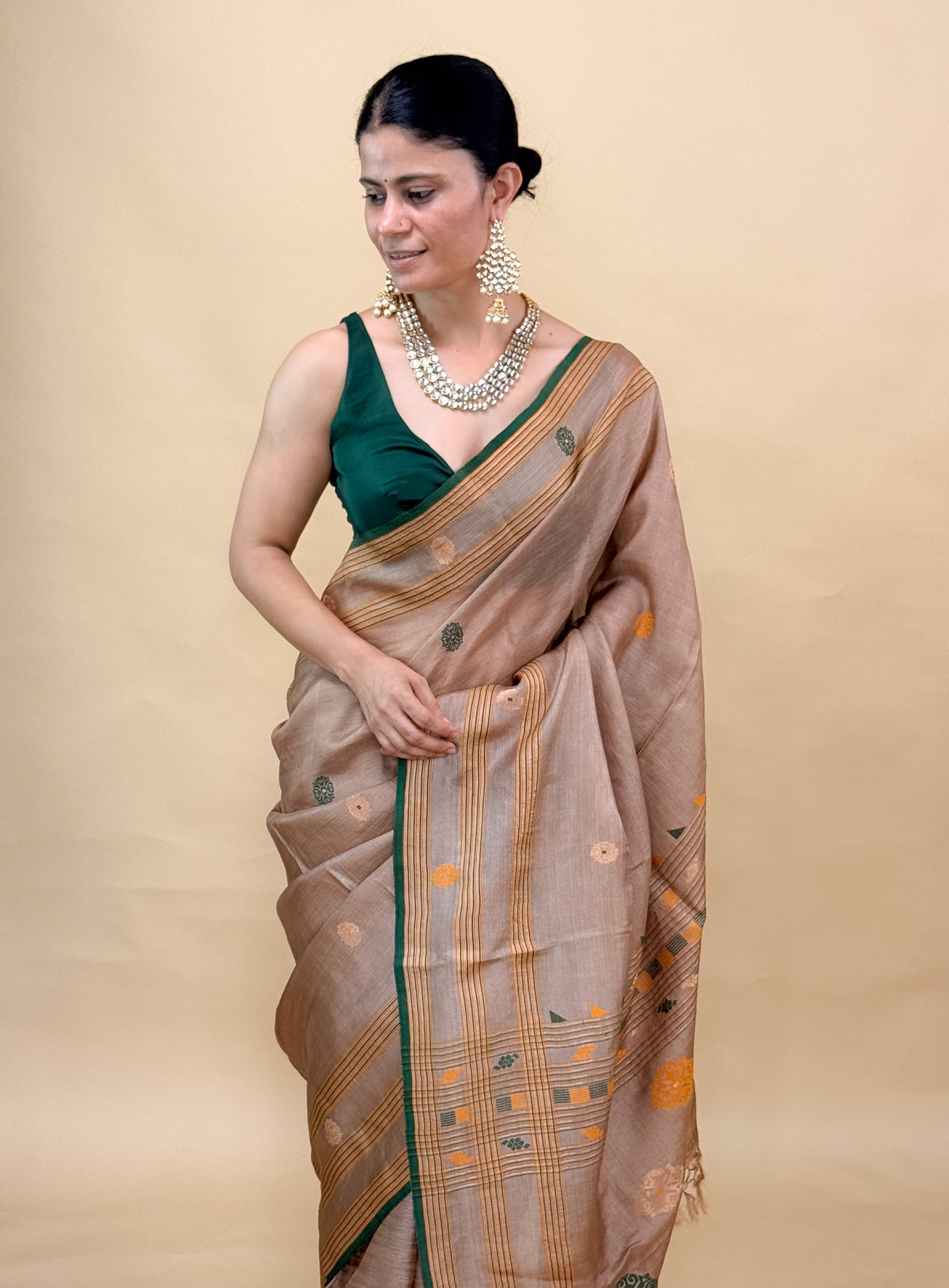 Handwoven Silk Saree with Silk Thread & Zari Motifs