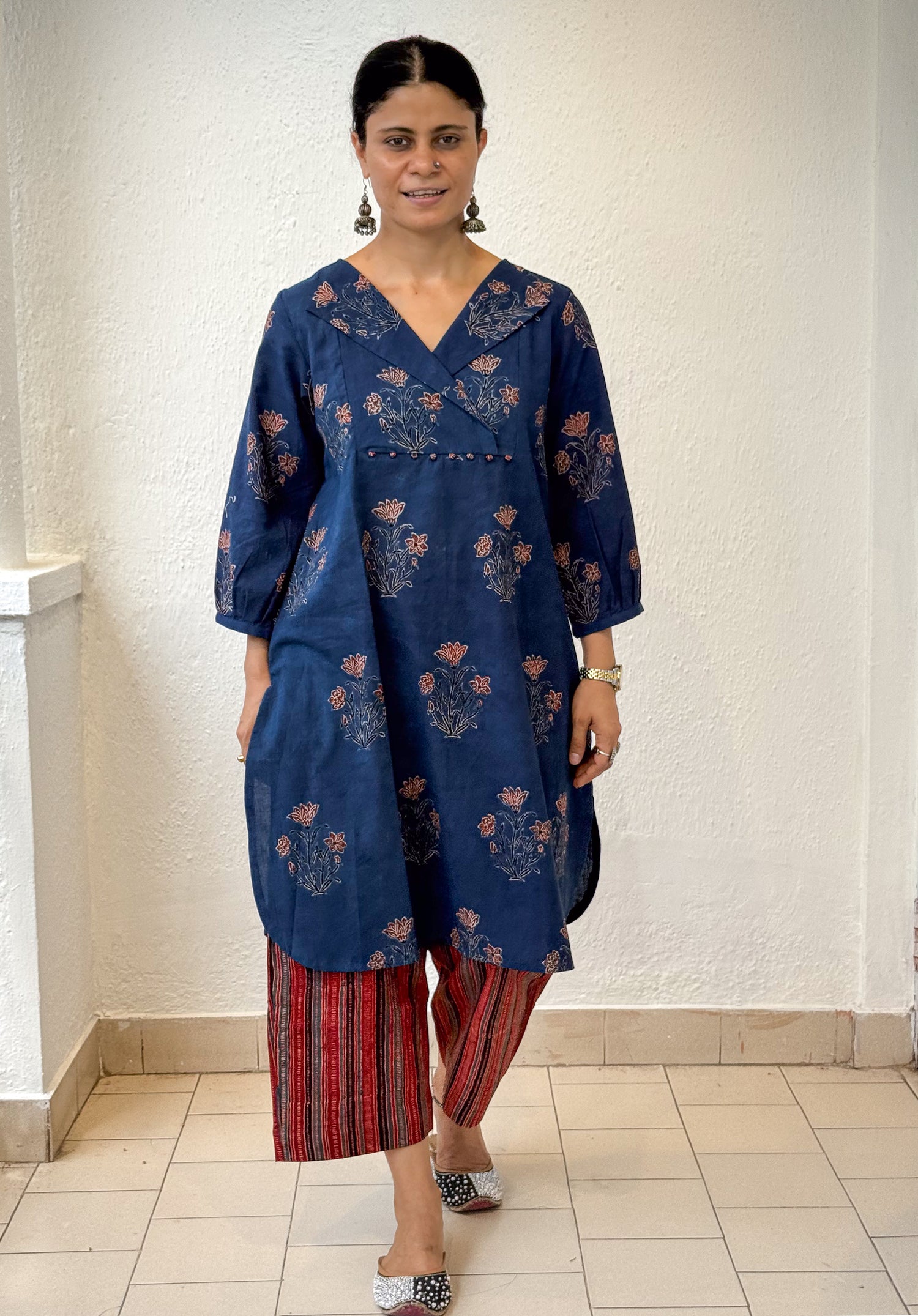 Cotton Handblock Printed Natural Dyed Ajrakh Kurta