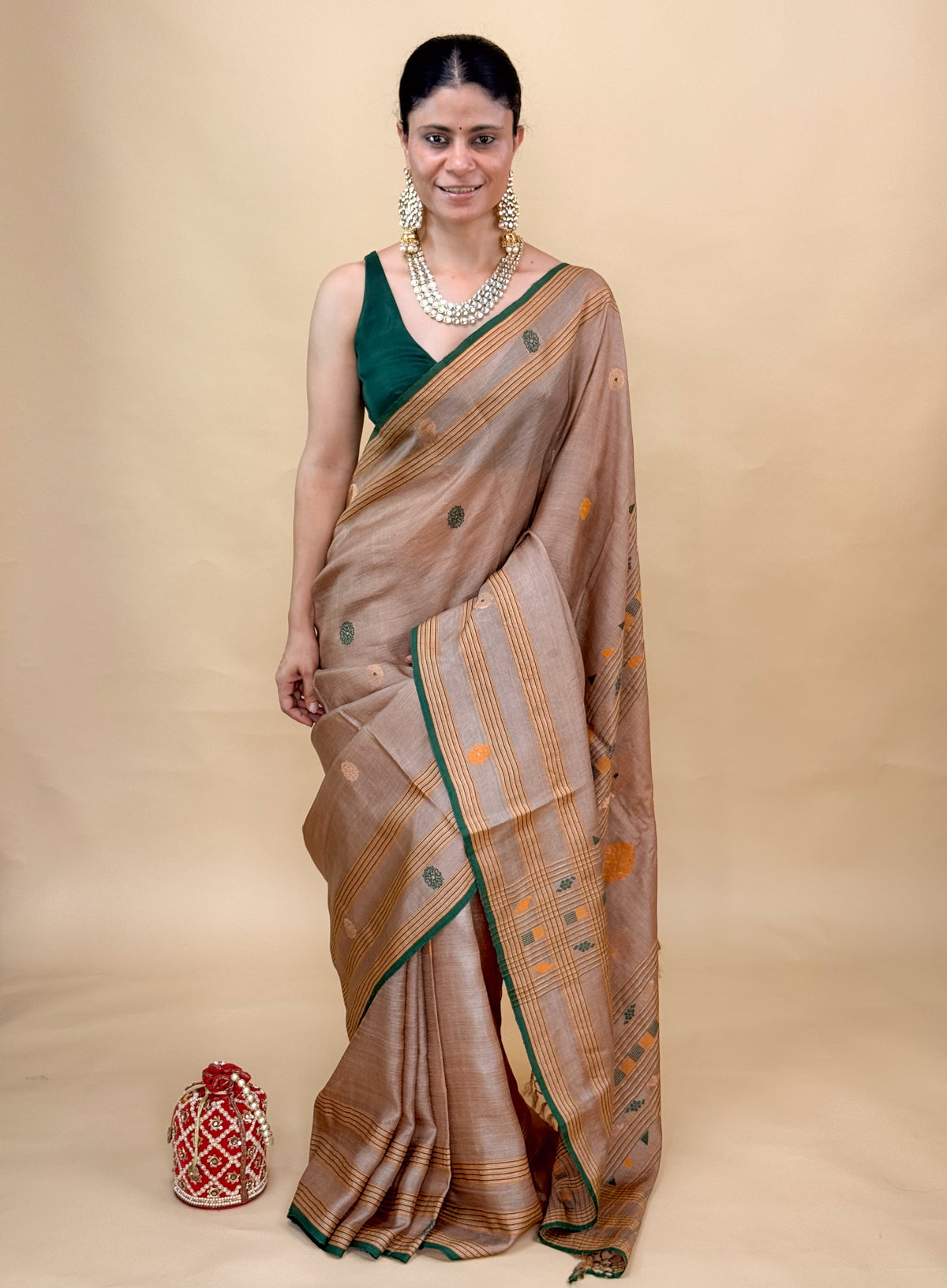 Handwoven Silk Saree with Silk Thread & Zari Motifs