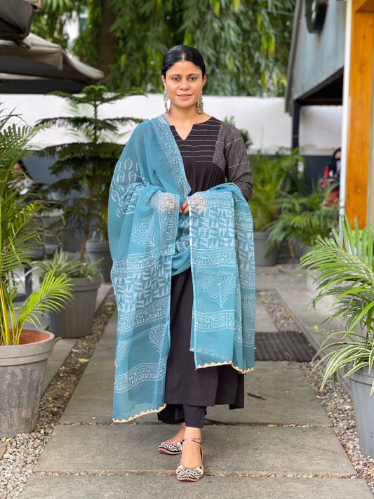 Handembroidered Kota Doria Dupatta