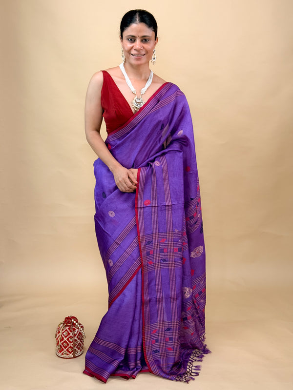 Handwoven Silk Saree with Silk Thread & Zari Motifs