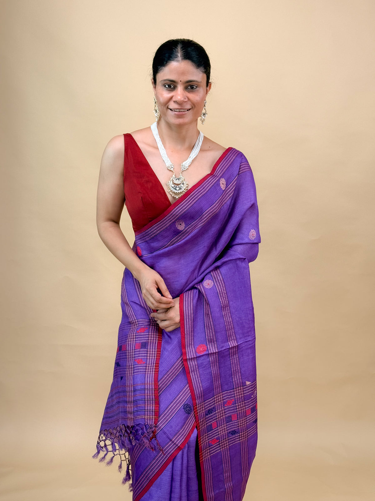Handwoven Silk Saree with Silk Thread & Zari Motifs