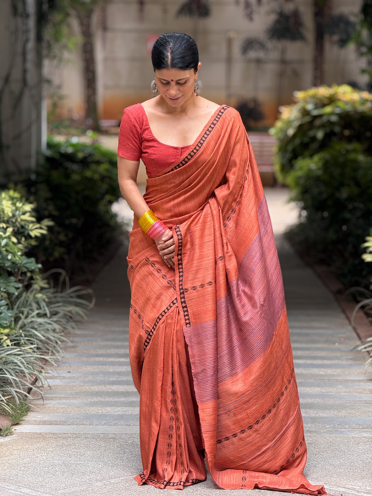 Handloom Tussar Saree With Jamdani Motifs.
