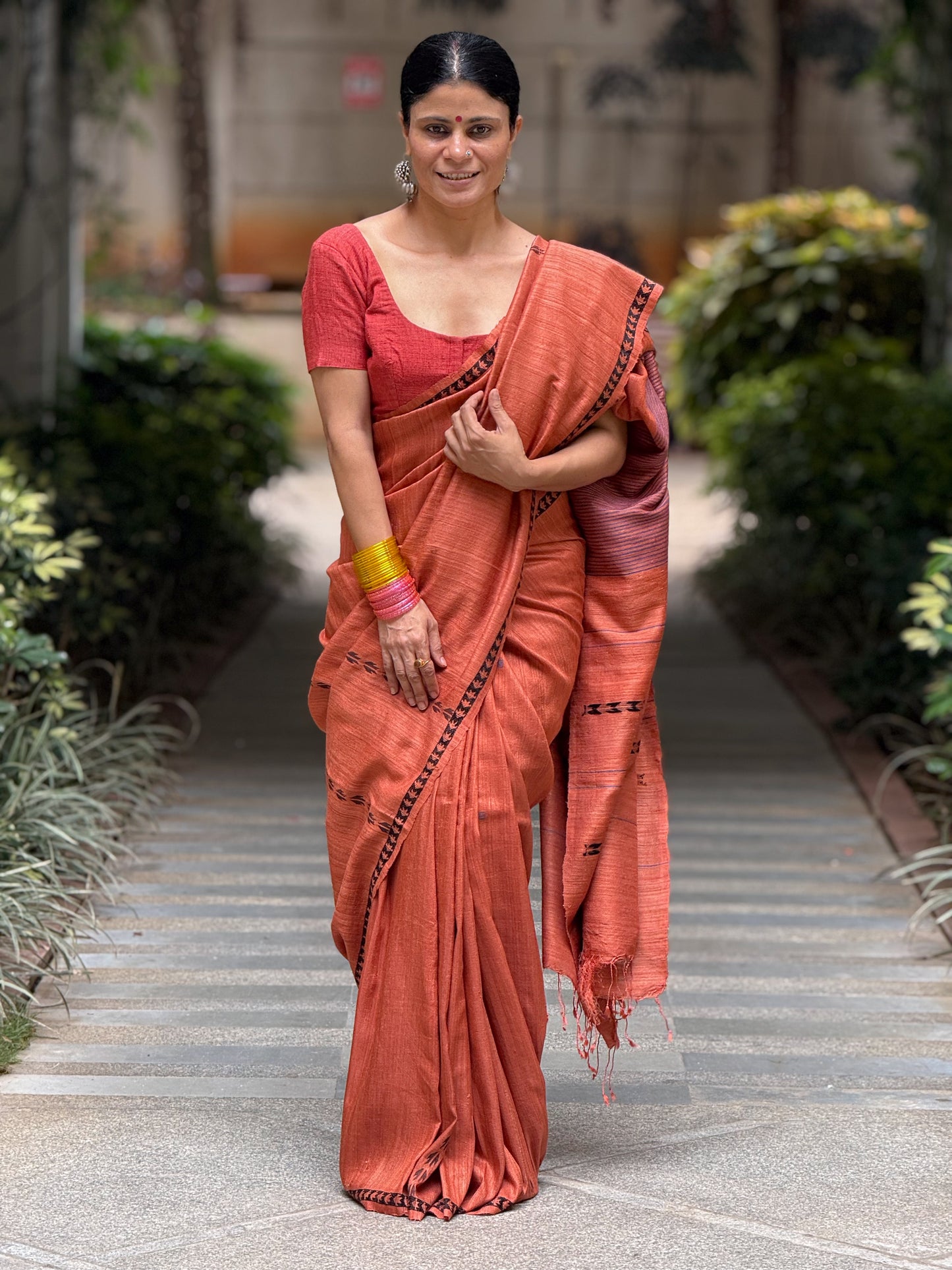 Handloom Tussar Saree With Jamdani Motifs.