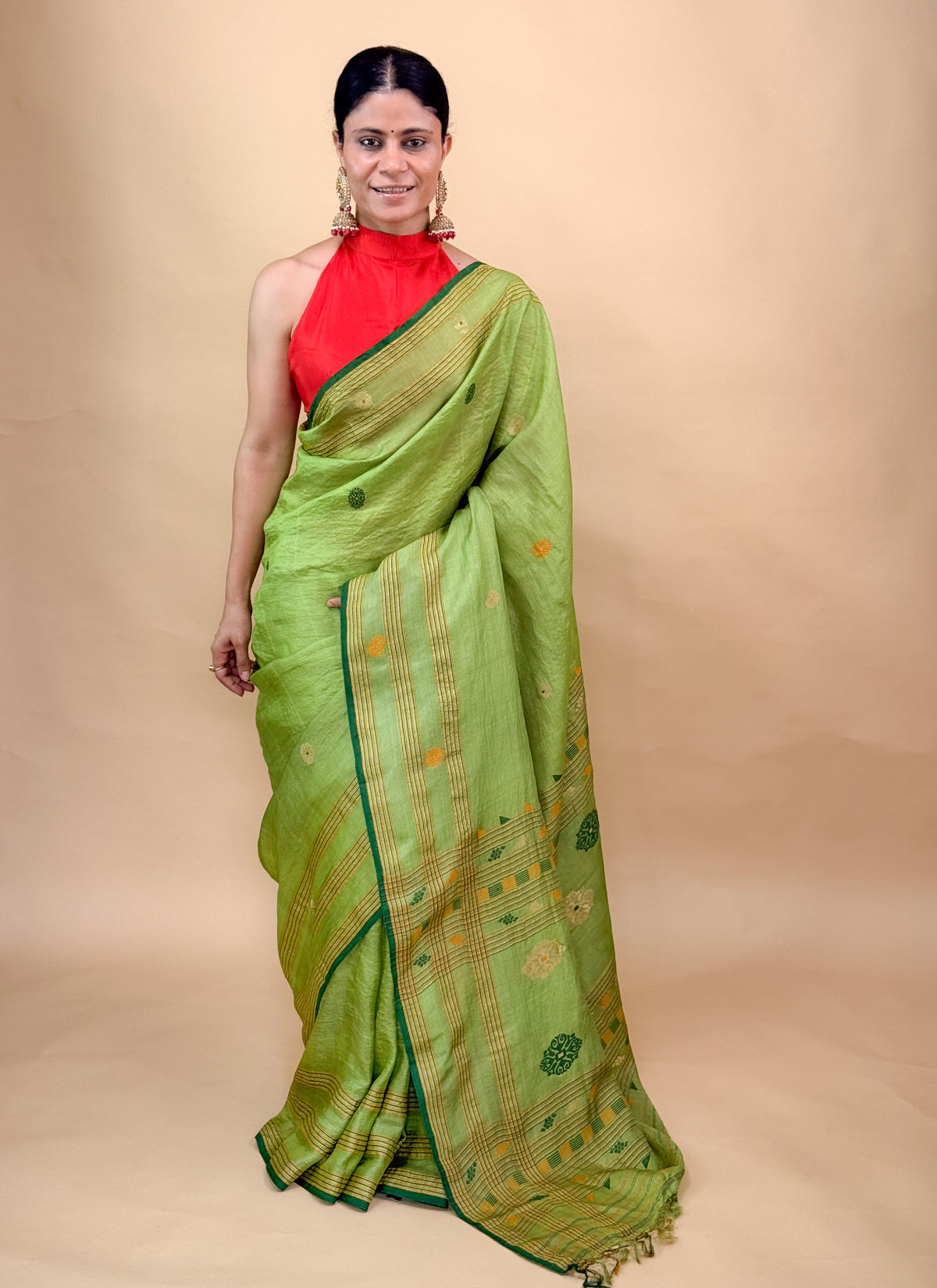 Handwoven Silk Saree with Silk Thread & Zari Motifs