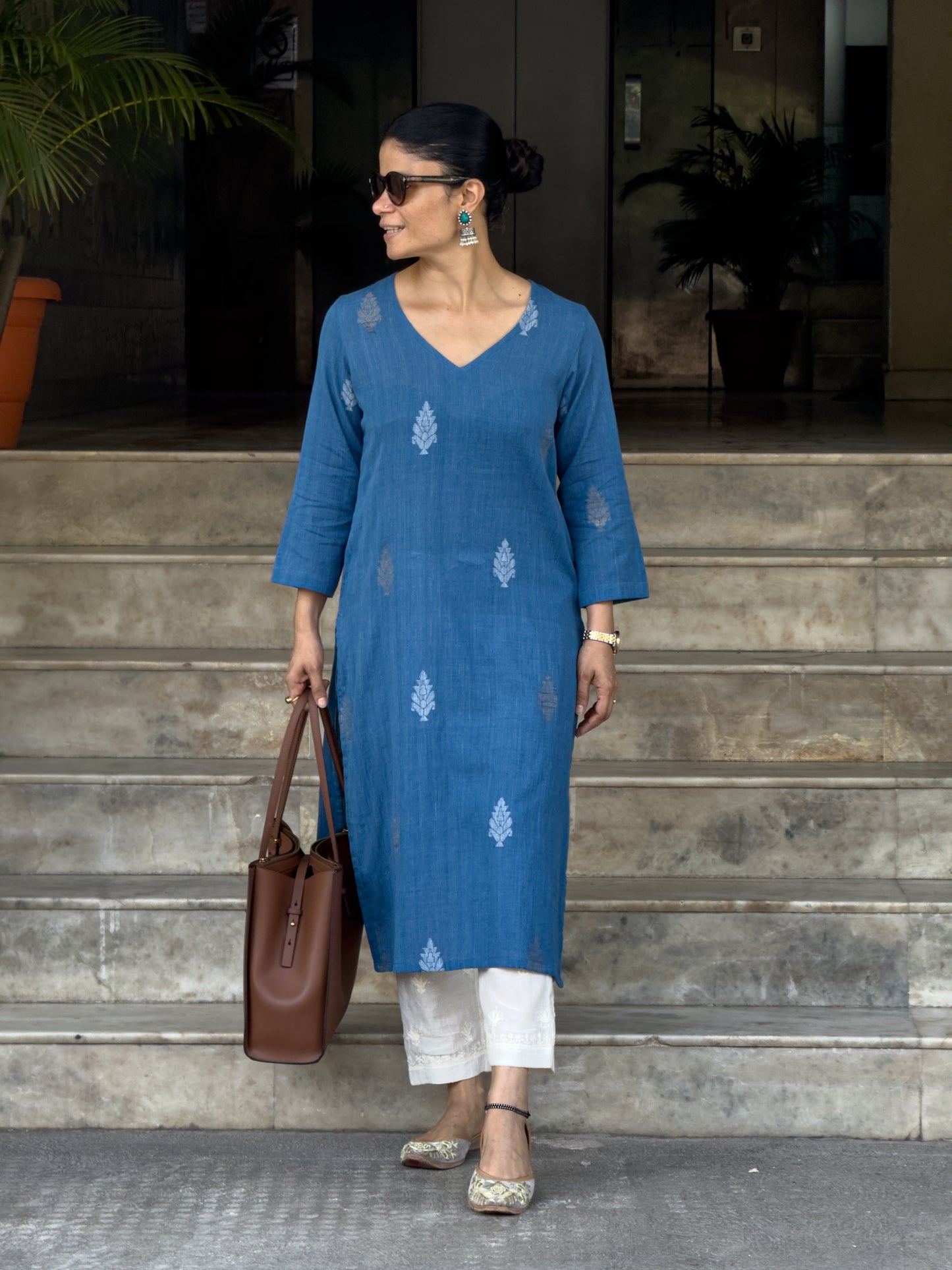 Handwoven Jamdani  Muslin Straight  Kurta
