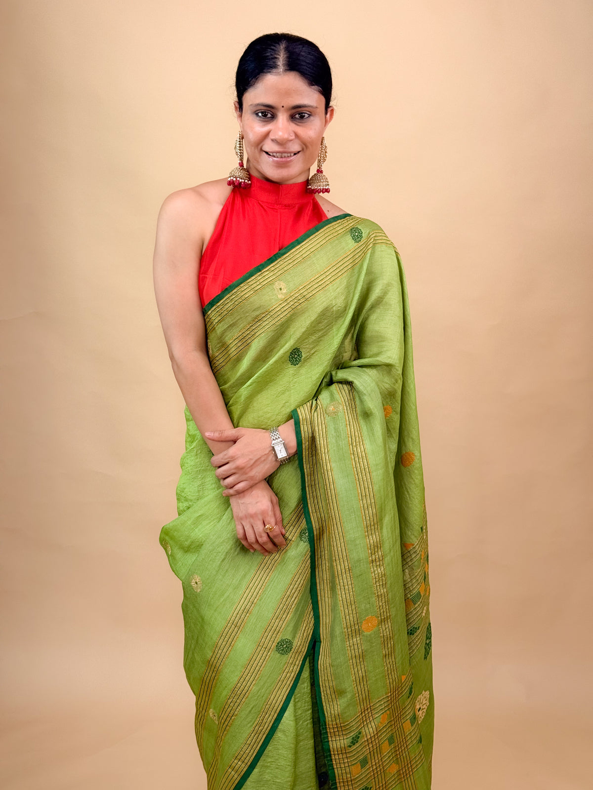 Handwoven Silk Saree with Silk Thread & Zari Motifs