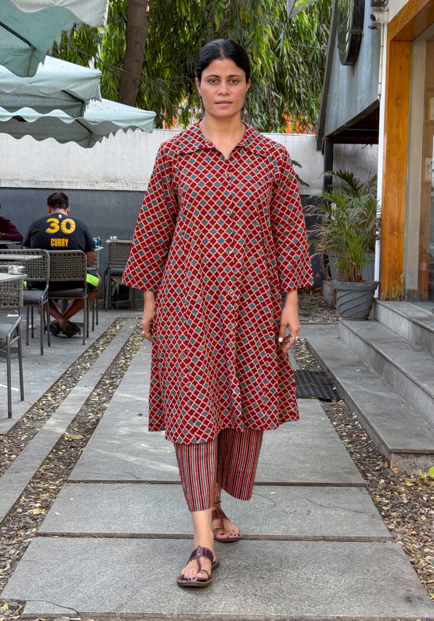 Cotton Handblock Printed Natural Dyed Ajrakh Kurta