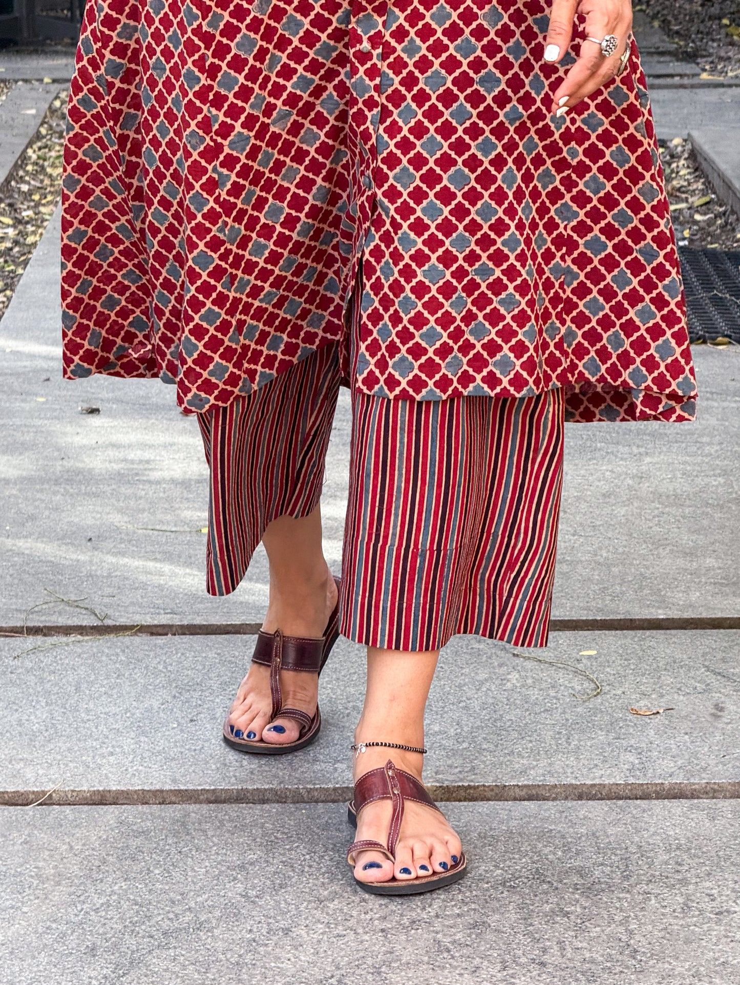 Cotton Handblock Printed Natural Dyed Ajrakh Pant.