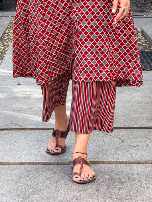 Cotton Handblock Printed Natural Dyed Ajrakh Pant.