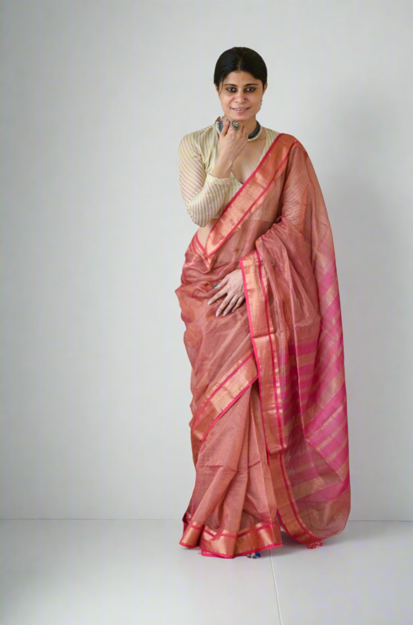 Handloom Maheswari Tissue Silk Saree