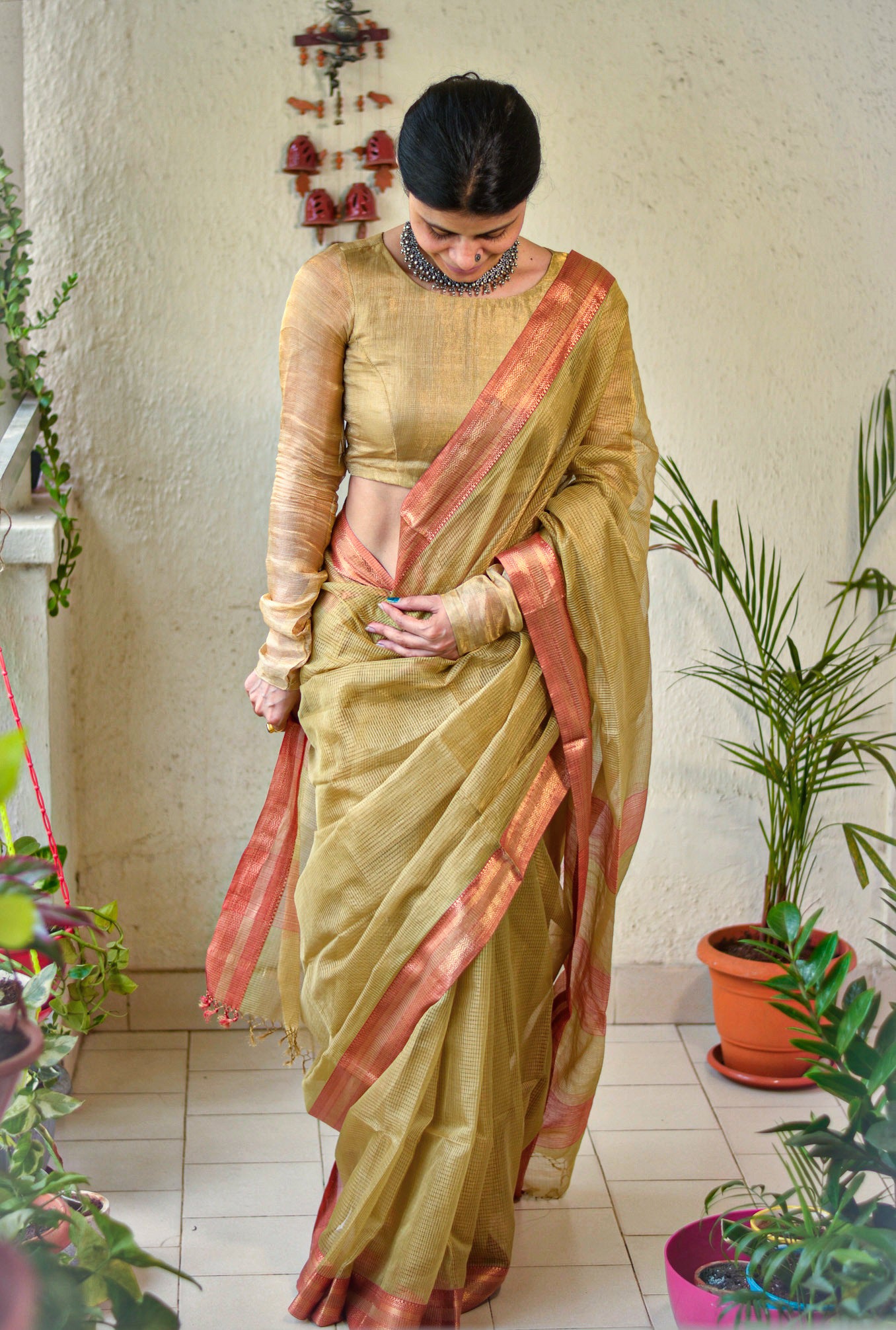 Handloom Maheswari Tissue Silk Saree