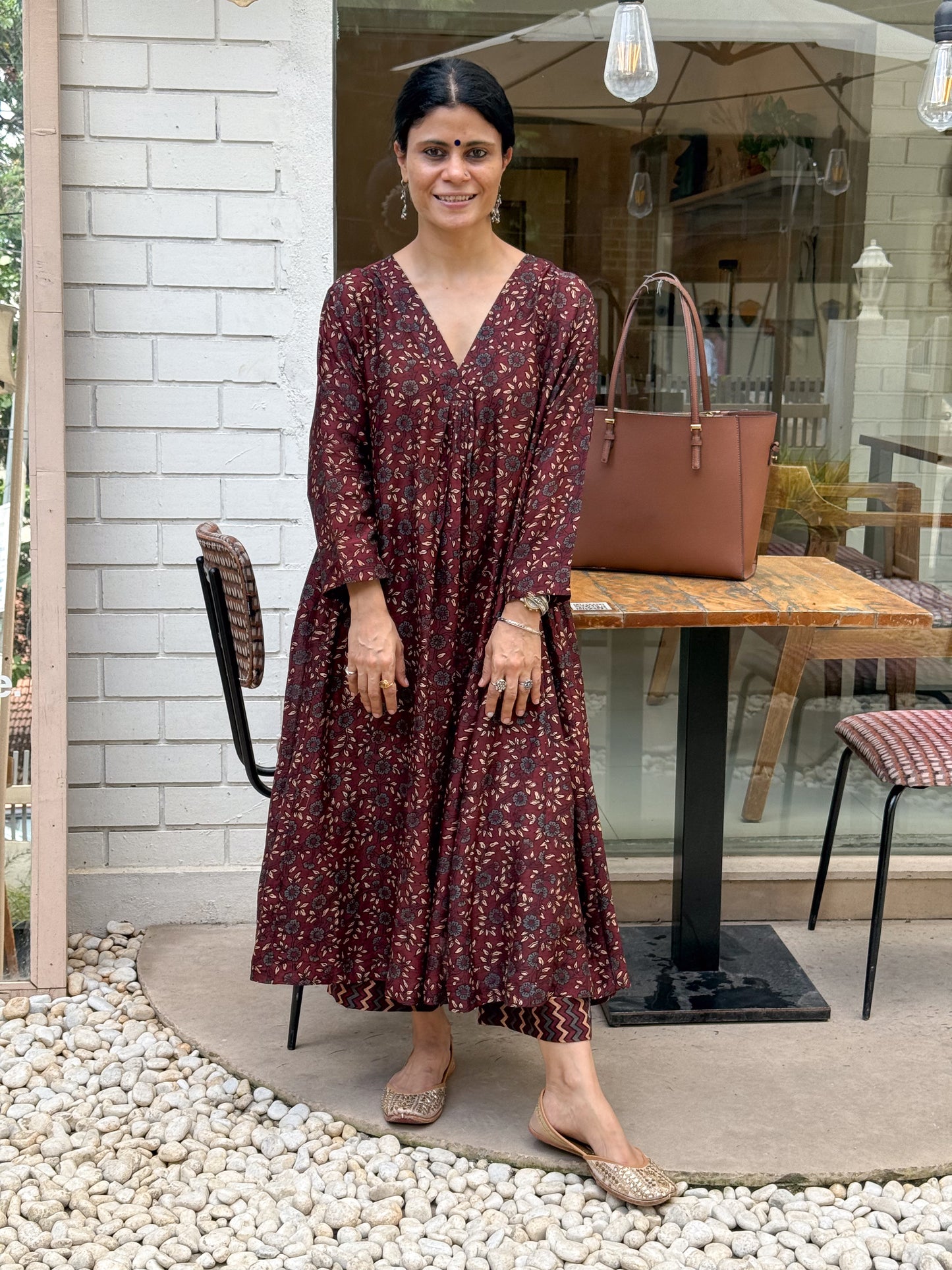 Handblock Printed Natural Dyed Ajrakh Chanderi Silk Pant