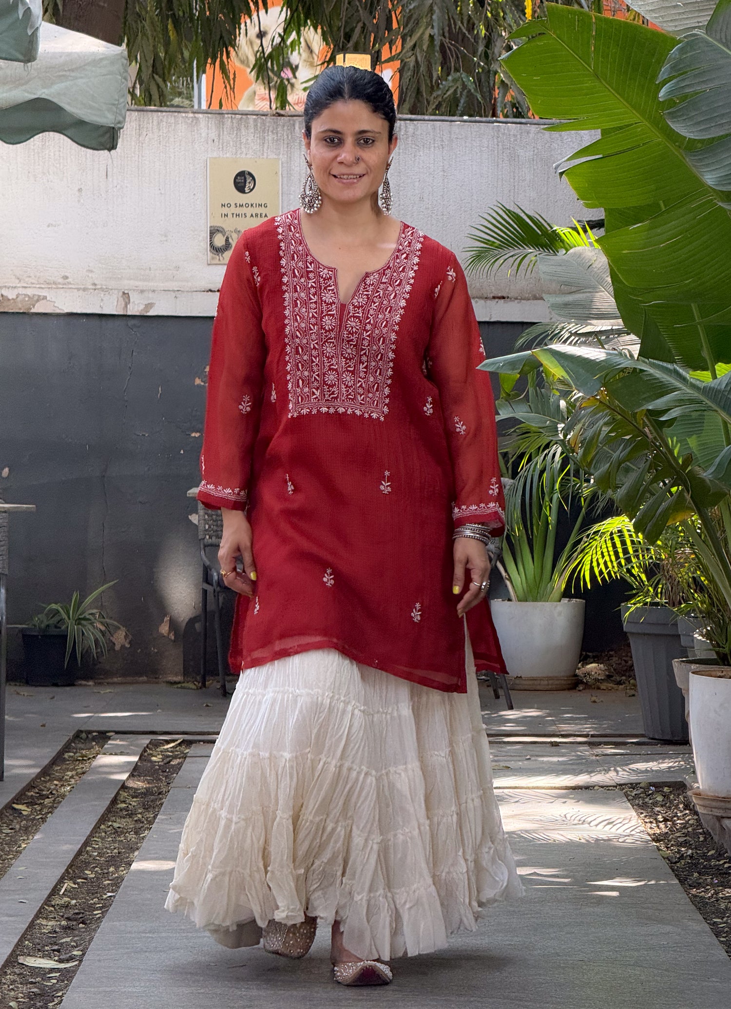 Pure Kota Silk Chikankari Handembroidered Short Kurta