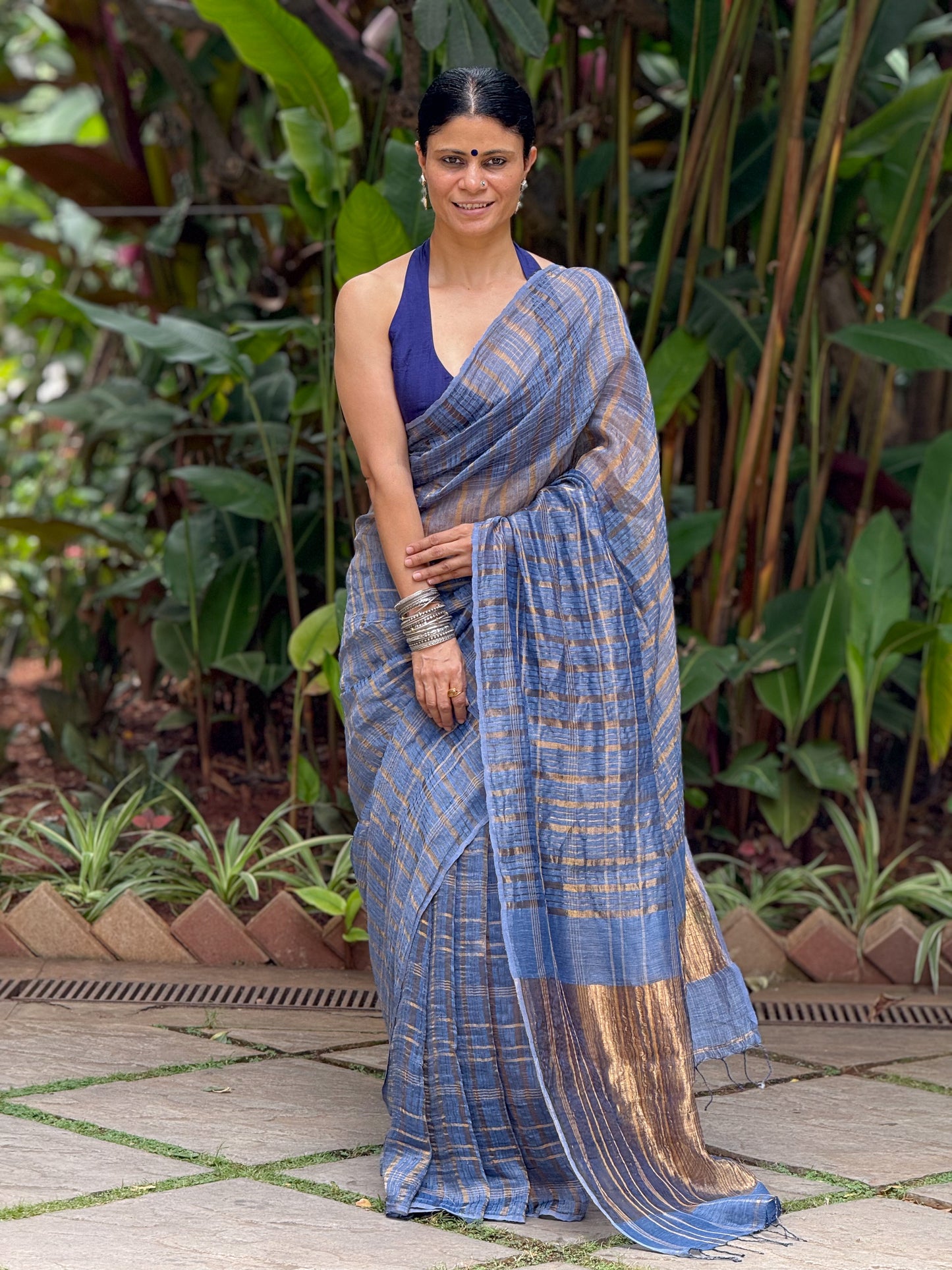 Handloom Linen Zari Silk Saree