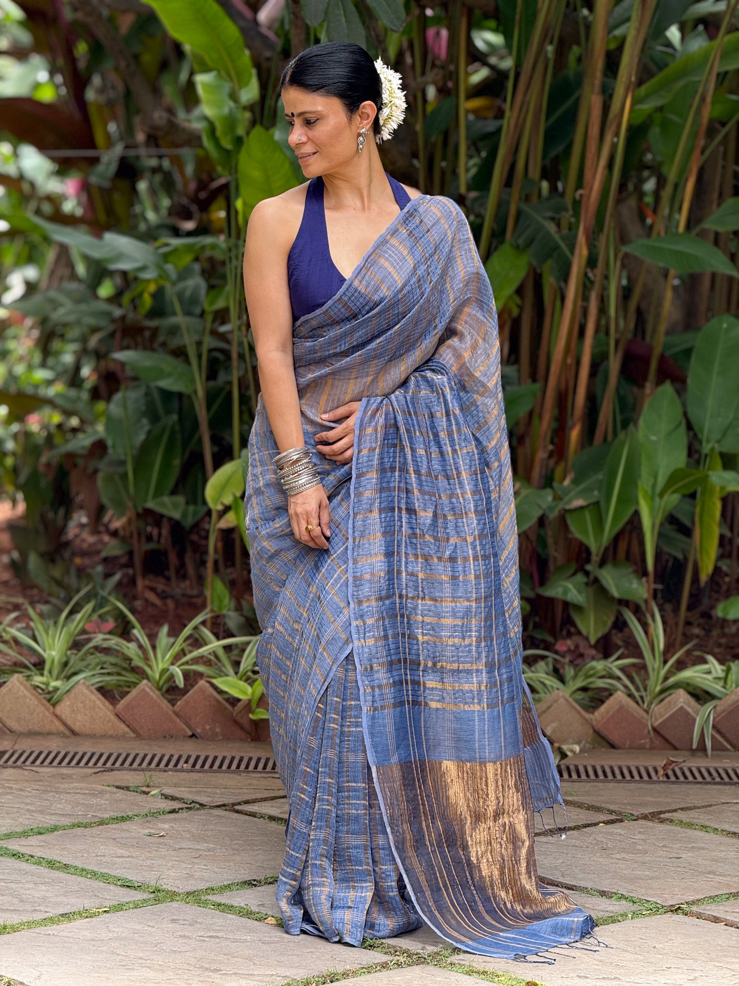 Handloom Linen Zari Silk Saree