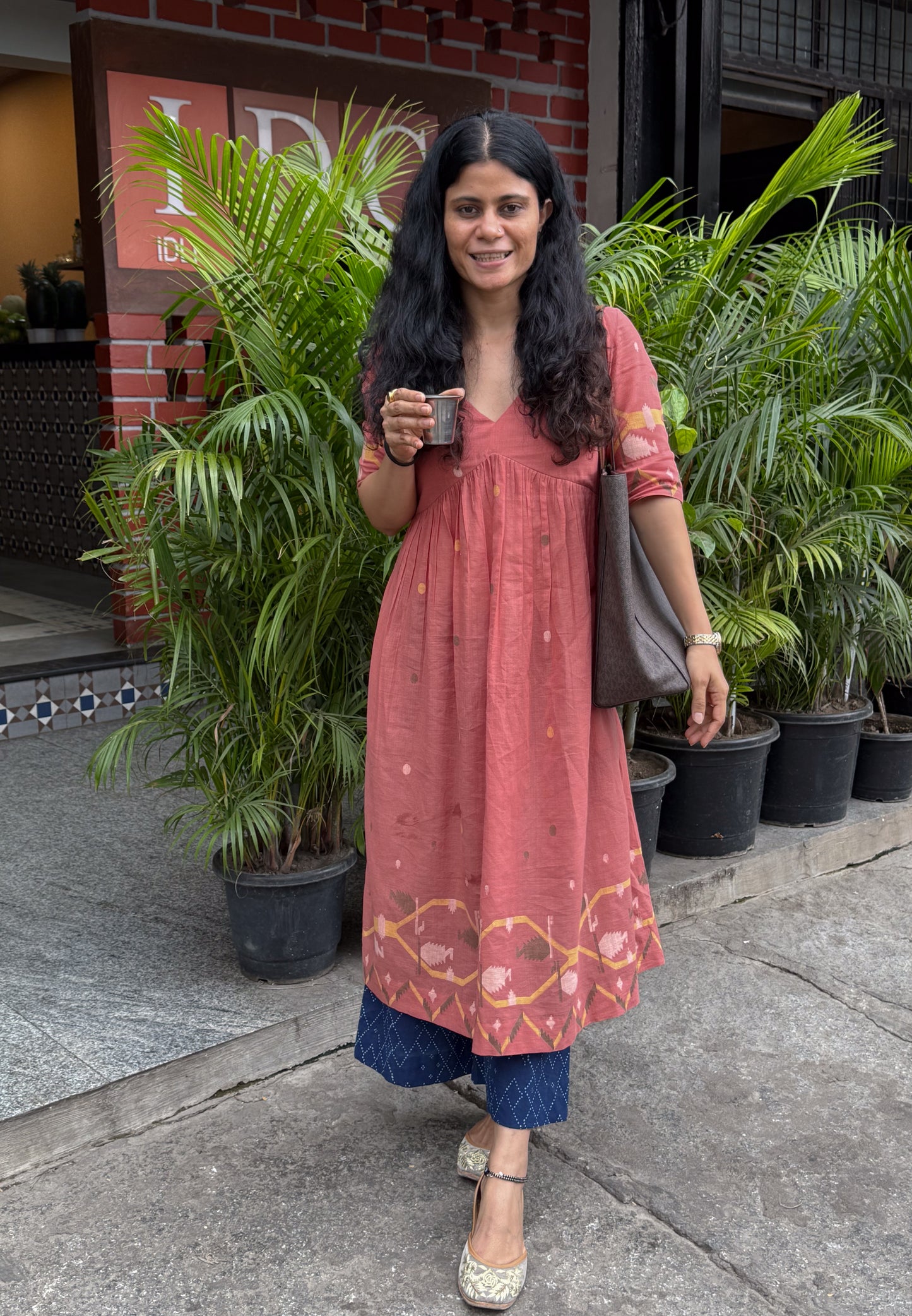 Handwoven Jamdani  Muslin Kalidar Kurta